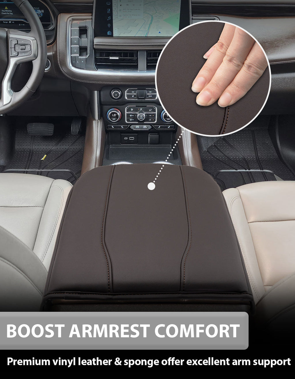 Thick Version Center Console Cushion Cover for  Bucket Seat 2019-2026 GMC Sierra 1500 2500 3500,2019-2026 Chevy Silverado 1500 2500 3500, 2021-2026 Tahoe/Suburban/Yukon