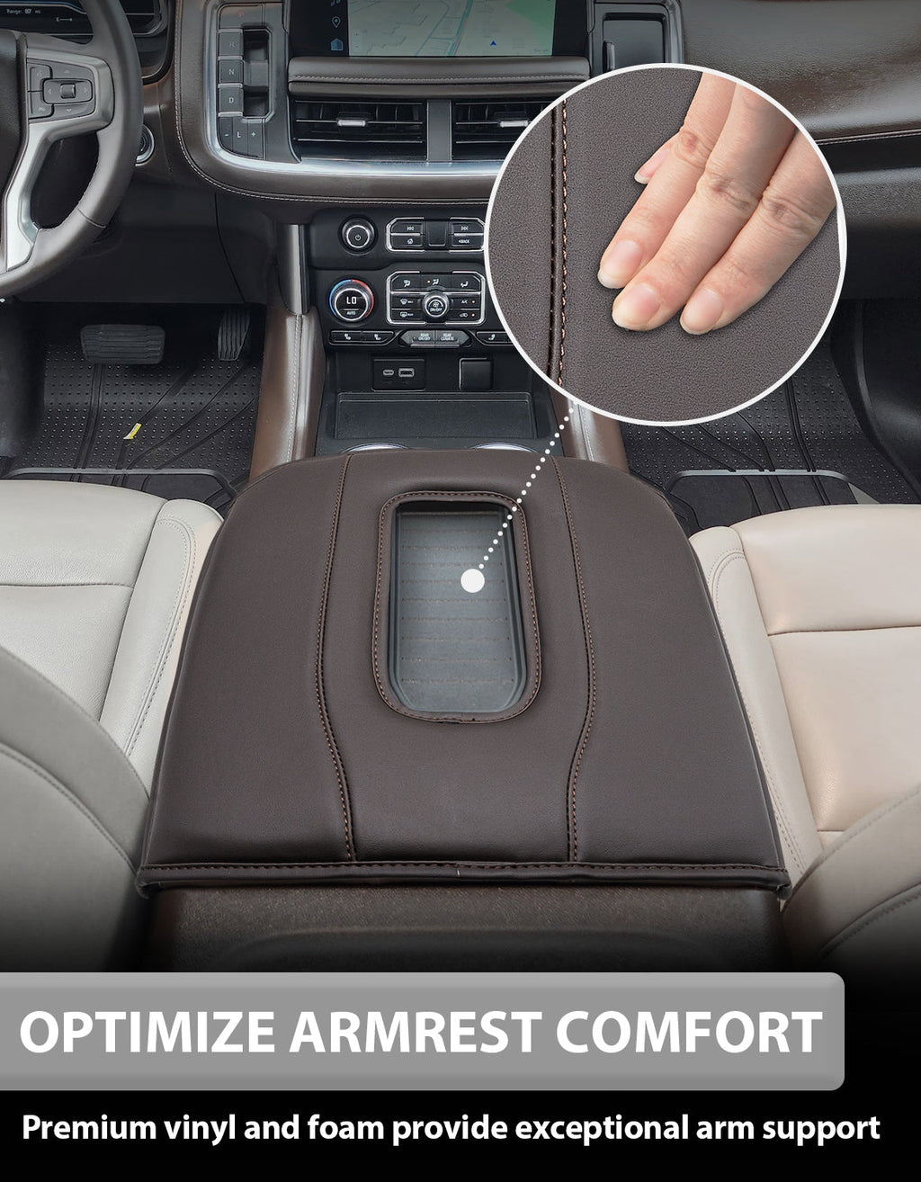 Thick Version Center Console Cushion Cover for Bucket Seat 2019-2026 GMC Sierra 1500 2500 3500,2019-2026 Chevy Silverado 1500 2500 3500, 2021-2026 Tahoe/Suburban/Yukon