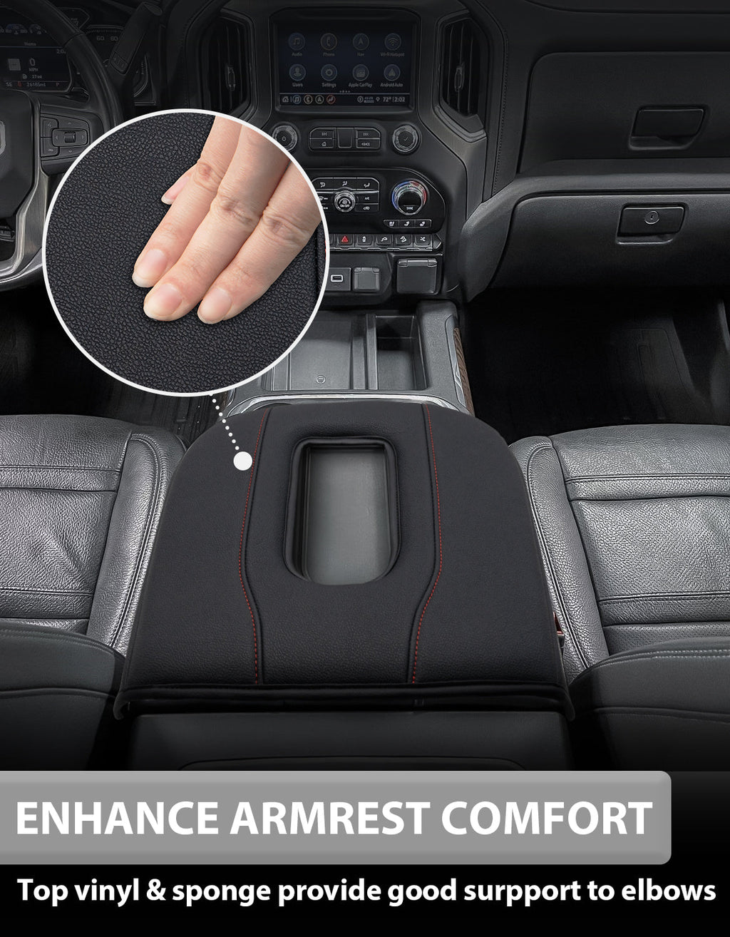 Thick Version Center Console Cushion Cover for Bucket Seat 2019-2026 GMC Sierra 1500 2500 3500,2019-2026 Chevy Silverado 1500 2500 3500, 2021-2026 Tahoe/Suburban/Yukon