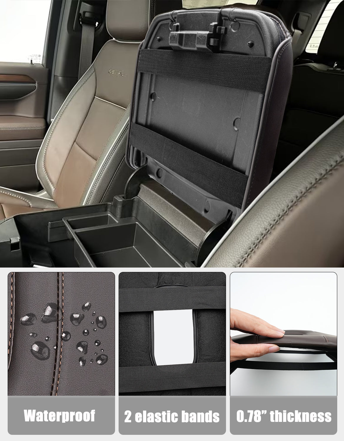 Thick Version Center Console Cushion Cover for Bucket Seat 2019-2026 GMC Sierra 1500 2500 3500,2019-2026 Chevy Silverado 1500 2500 3500, 2021-2026 Tahoe/Suburban/Yukon