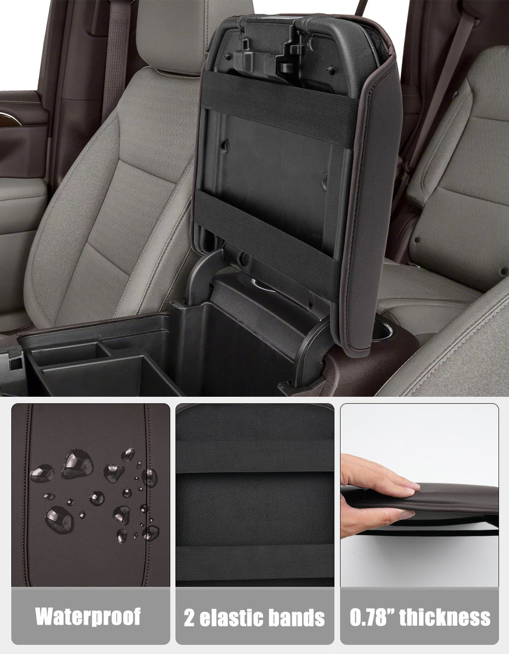 Thick Version Center Console Cushion Cover for  Bucket Seat 2019-2026 GMC Sierra 1500 2500 3500,2019-2026 Chevy Silverado 1500 2500 3500, 2021-2026 Tahoe/Suburban/Yukon