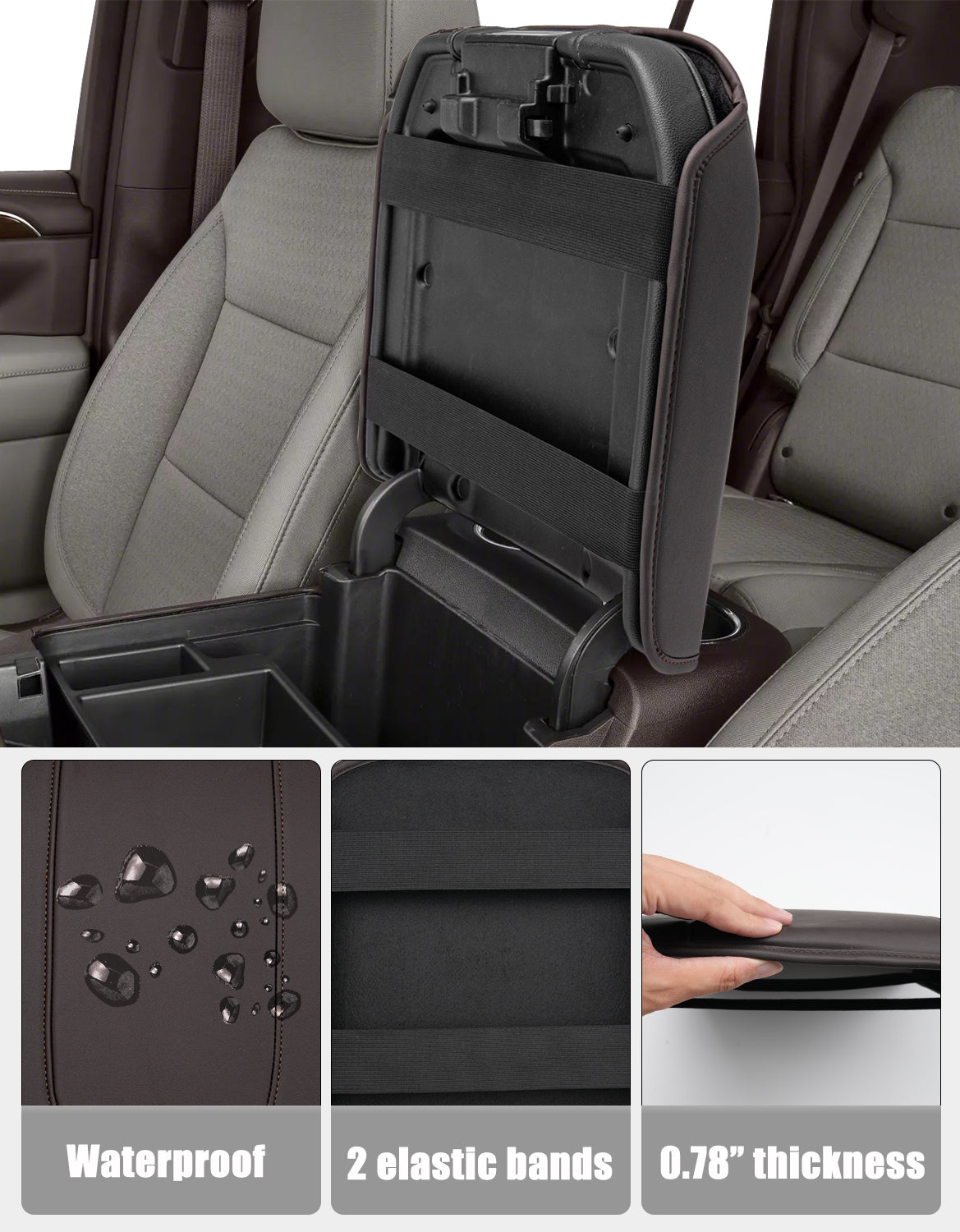 Thick Version Center Console Cushion Cover for  Bucket Seat 2019-2026 GMC Sierra 1500 2500 3500,2019-2026 Chevy Silverado 1500 2500 3500, 2021-2026 Tahoe/Suburban/Yukon