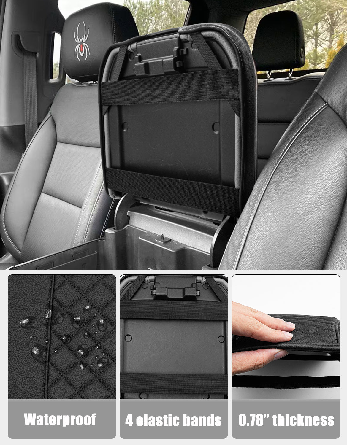 Thick Version Center Console Cushion Cover for  Bucket Seat 2019-2026 GMC Sierra 1500 2500 3500,2019-2026 Chevy Silverado 1500 2500 3500, 2021-2026 Tahoe/Suburban/Yukon