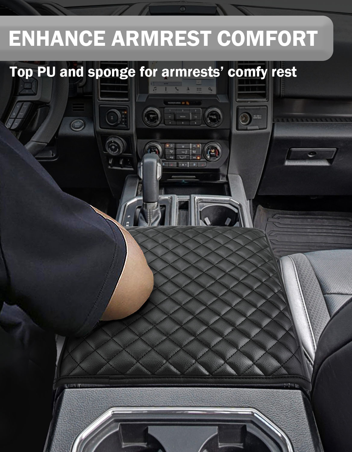 Center Console Armrest Cover Pad for Bucket Seat 2021-2026 Ford F-150