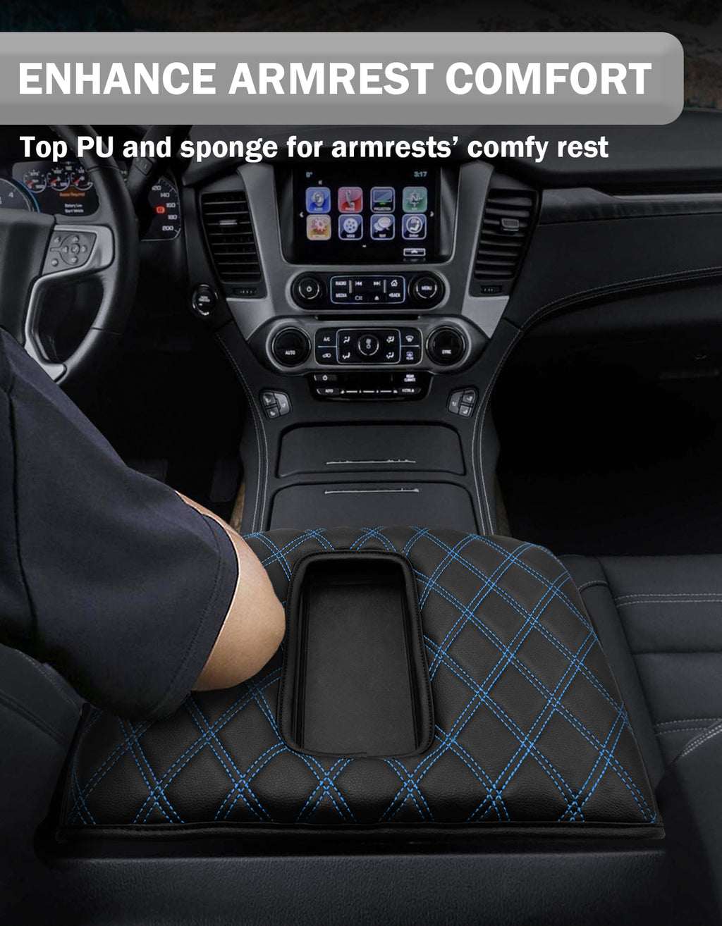 Center Console Armrest Cover Pad for Bucket Seat 2014-2018 Chevy Silverado 1500 2500 3500,2014-2018 GMC Sierra 1500 2500 3500,2015-2020 Tahoe/Yukon/Suburban