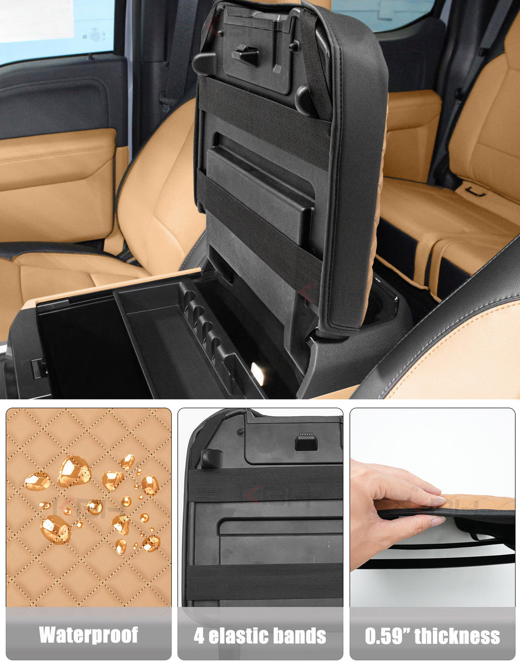 Center Console Cover Pad for Bucket Seat 2023-2026 Ford F250 F350 F450 F550 Super Duty