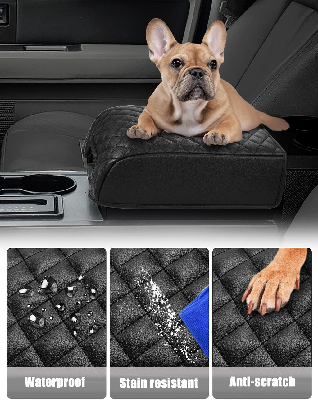 Center Console Armrest Cover Pad for Bucket Seat 2007-2017 Ford Expedition, 2004-2014 Ford F150, 2006-2008 Lincoln Mark LT