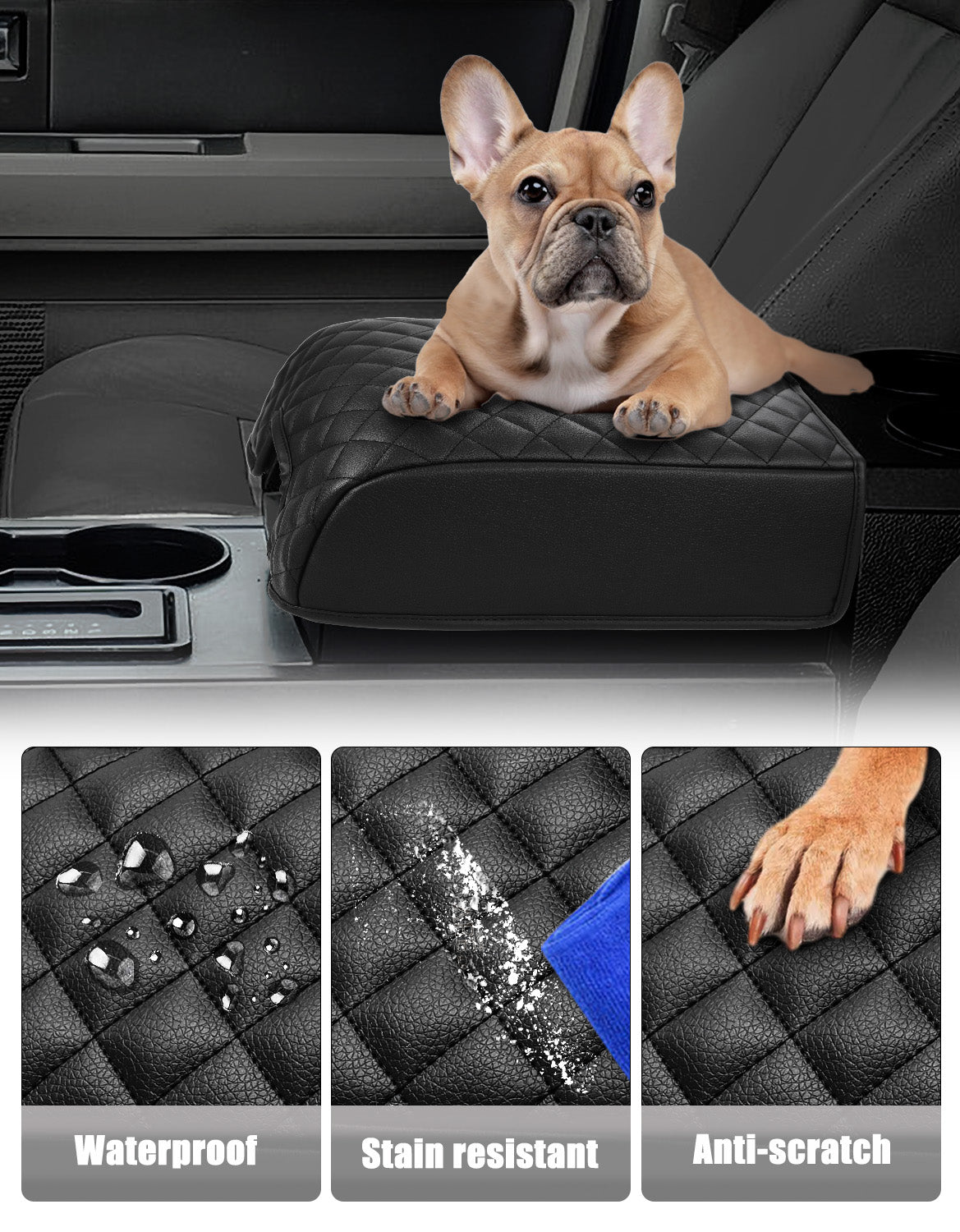 Center Console Armrest Cover Pad for Bucket Seat 2007-2017 Ford Expedition, 2004-2014 Ford F150, 2006-2008 Lincoln Mark LT