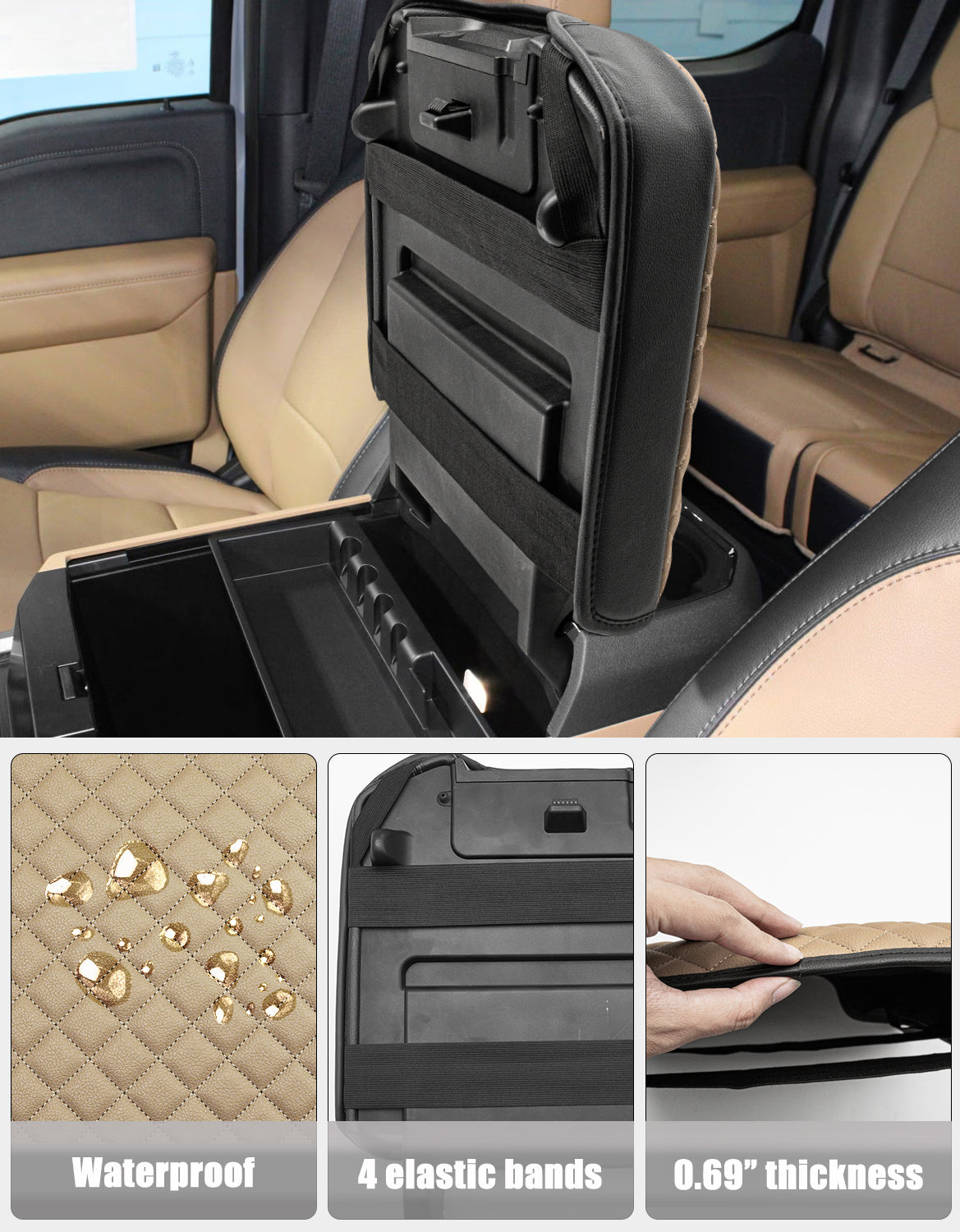 Center Console Cover Pad for Bucket Seat 2023-2026 Ford F250 F350 F450 F550 Super Duty