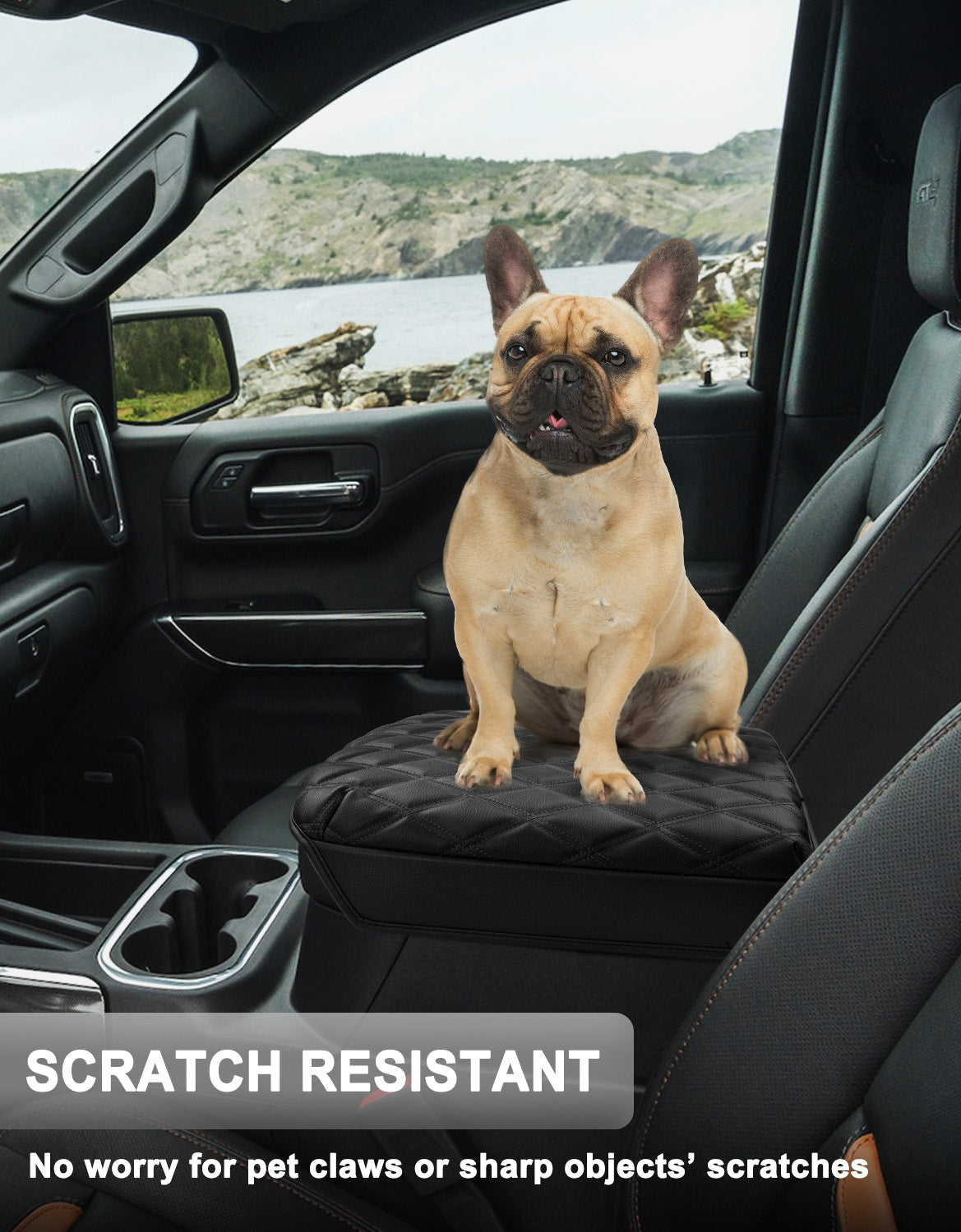 Center Console Armrest Cover Pad for Bucket Seat 2019-2026 Chevy Silverado 1500 2500 3500,2019-2026 GMC Sierra 1500 2500 3500,2021-2026 Tahoe/Suburban/Yukon