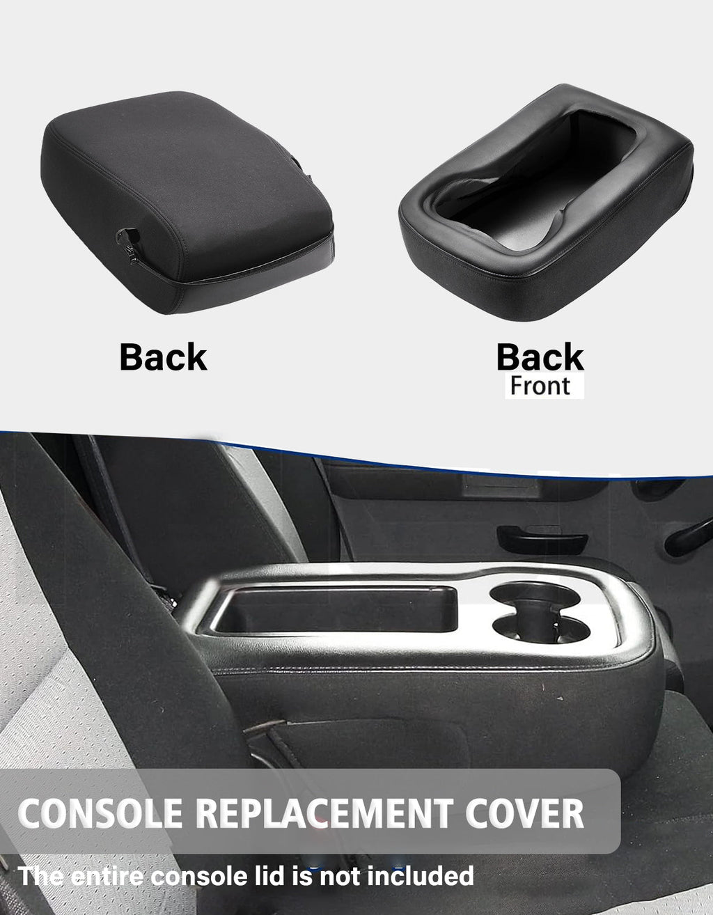 Easy Installation Center Console Cover Replacement for Jump Seat 2007-2014 Chevy Tahoe/Suburban/Silverado, GMC Sierra/Yukon