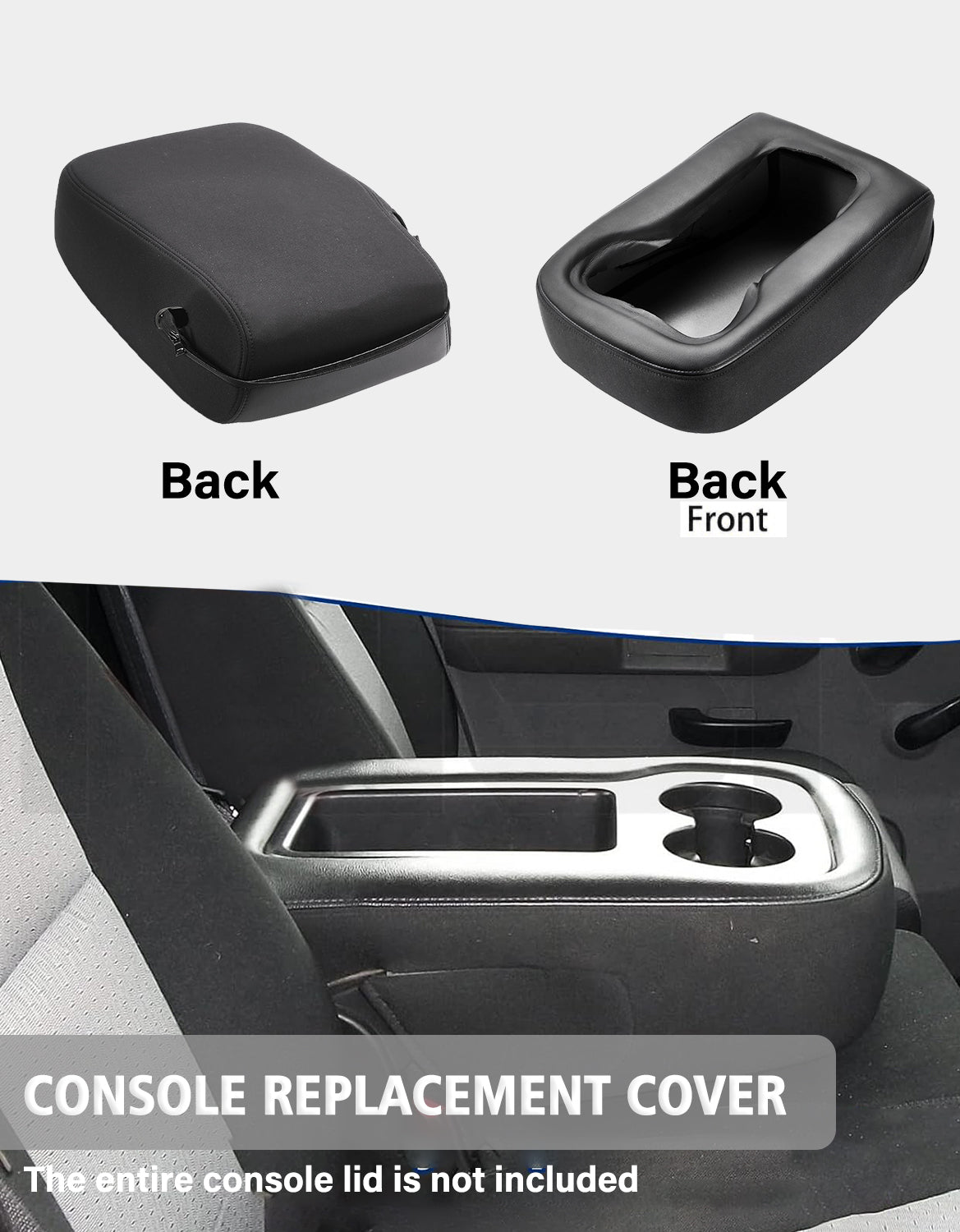 Easy Installation Center Console Cover Replacement for Jump Seat 2007-2014 Chevy Tahoe/Suburban/Silverado, GMC Sierra/Yukon