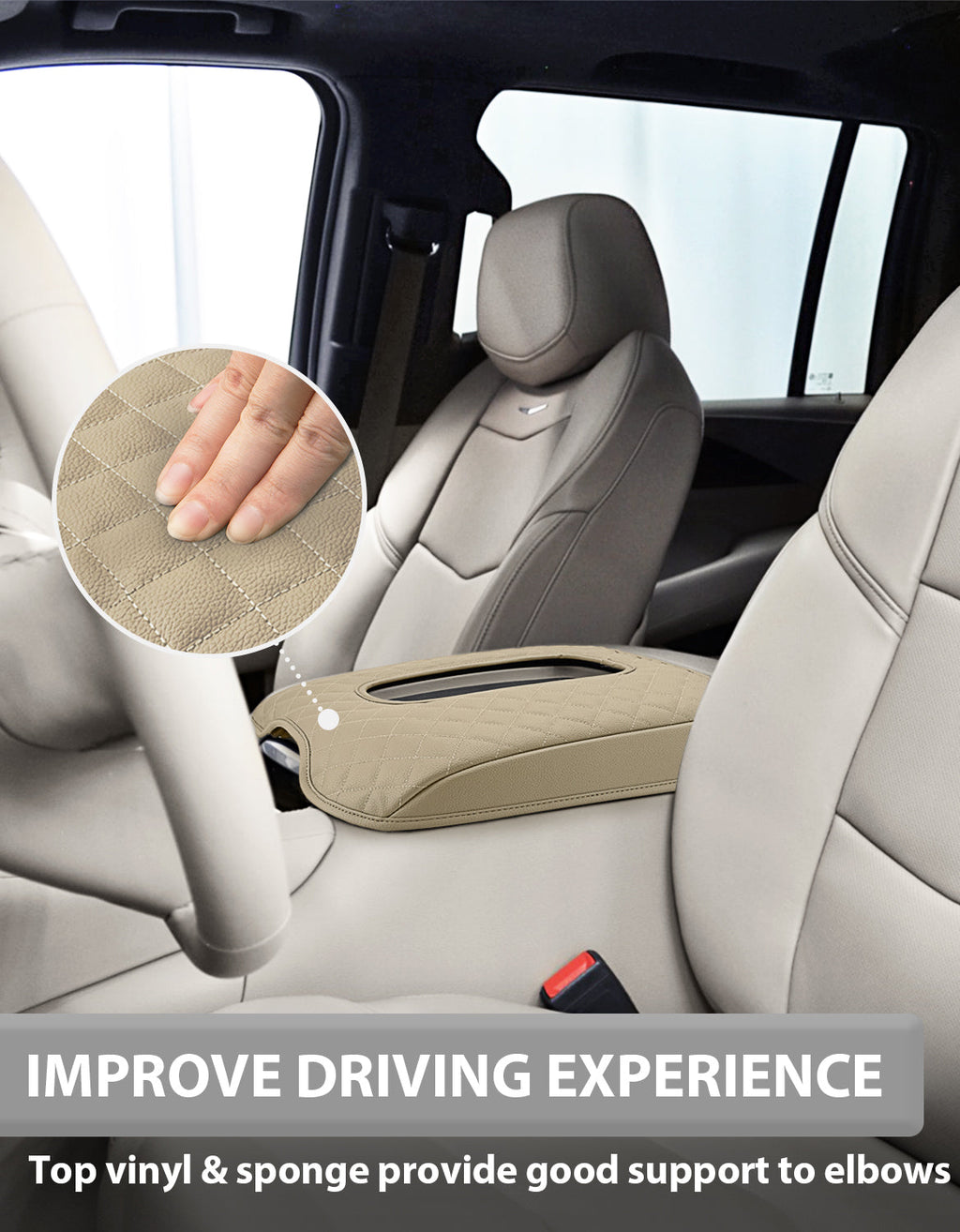 Center Console Armrest Cover Pad Cushion Protector for Cadillac Escalade 2015-2020