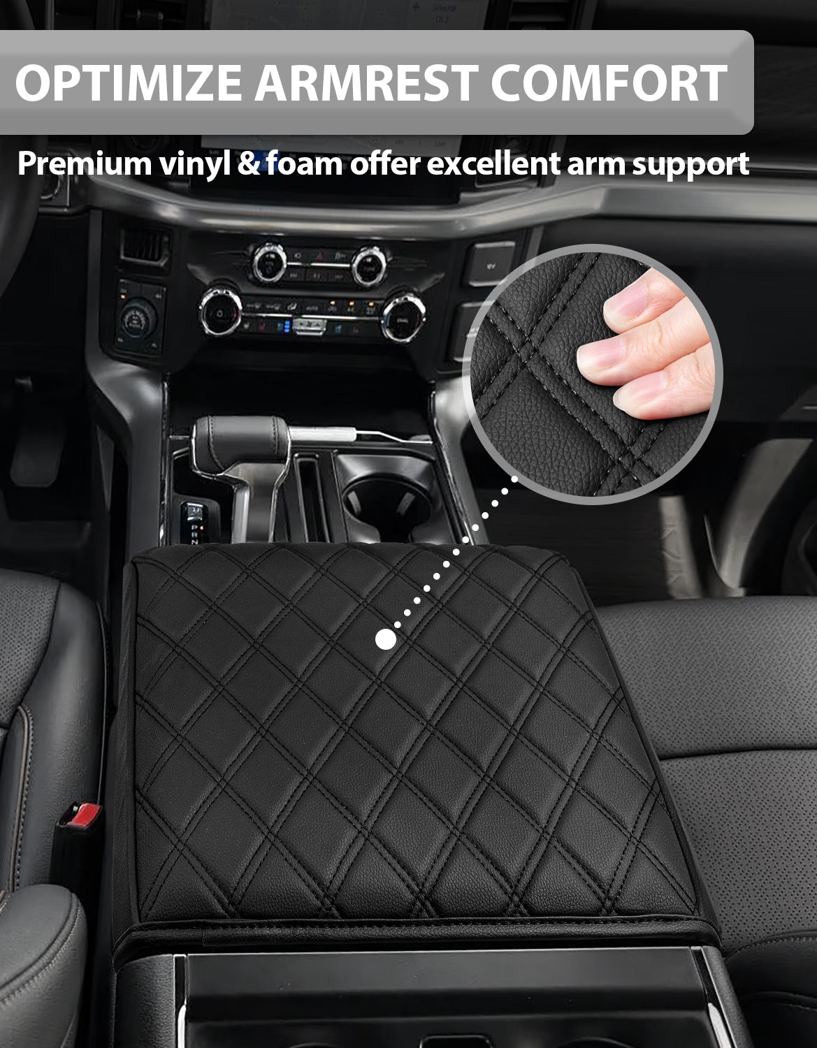 Center Console Armrest Cover Pad for Bucket Seat 2021-2026 Ford F-150