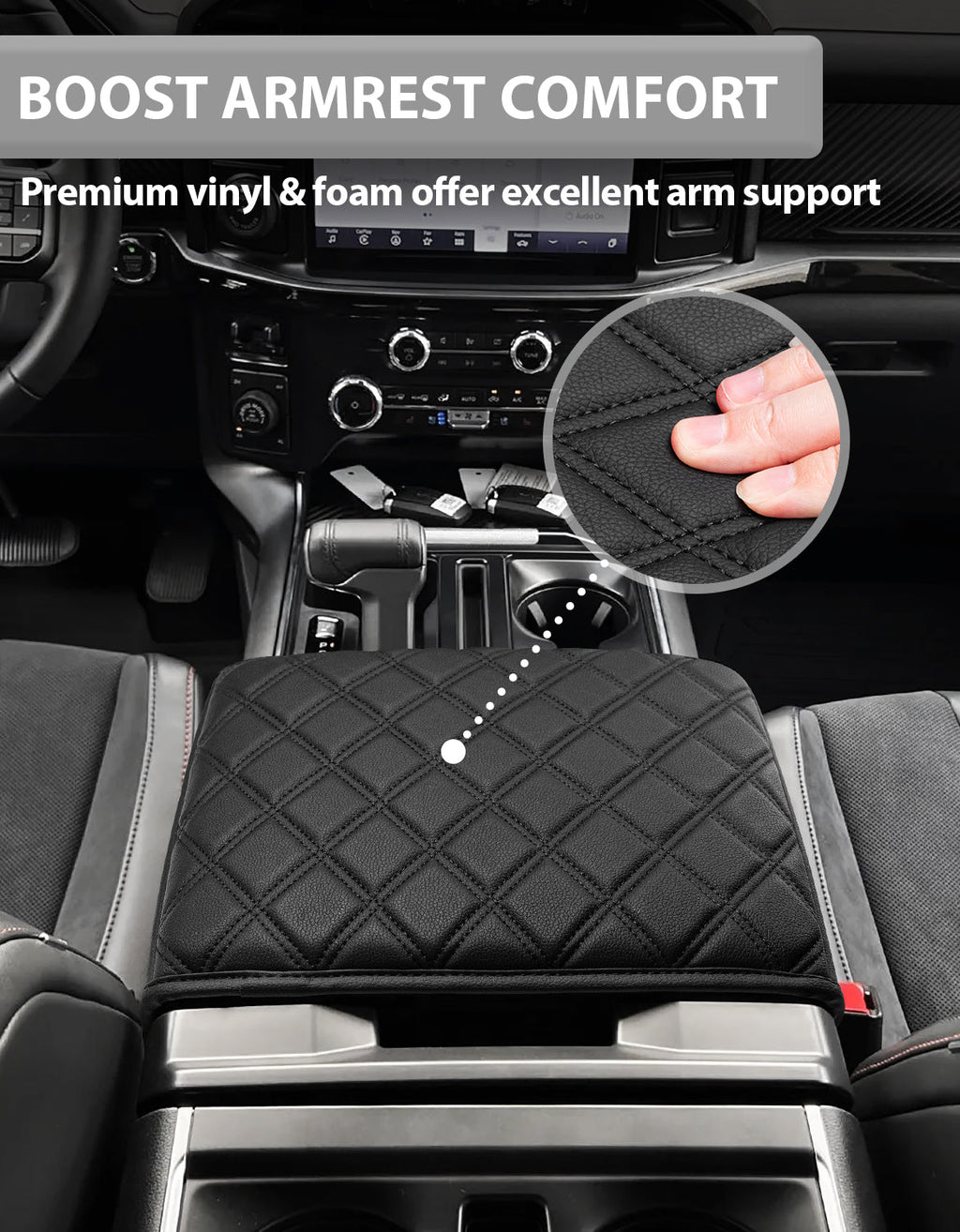 Center Work Surface Armrest Cushion for 2021-2026 Ford F150, 2022-2026 F150 Lightning