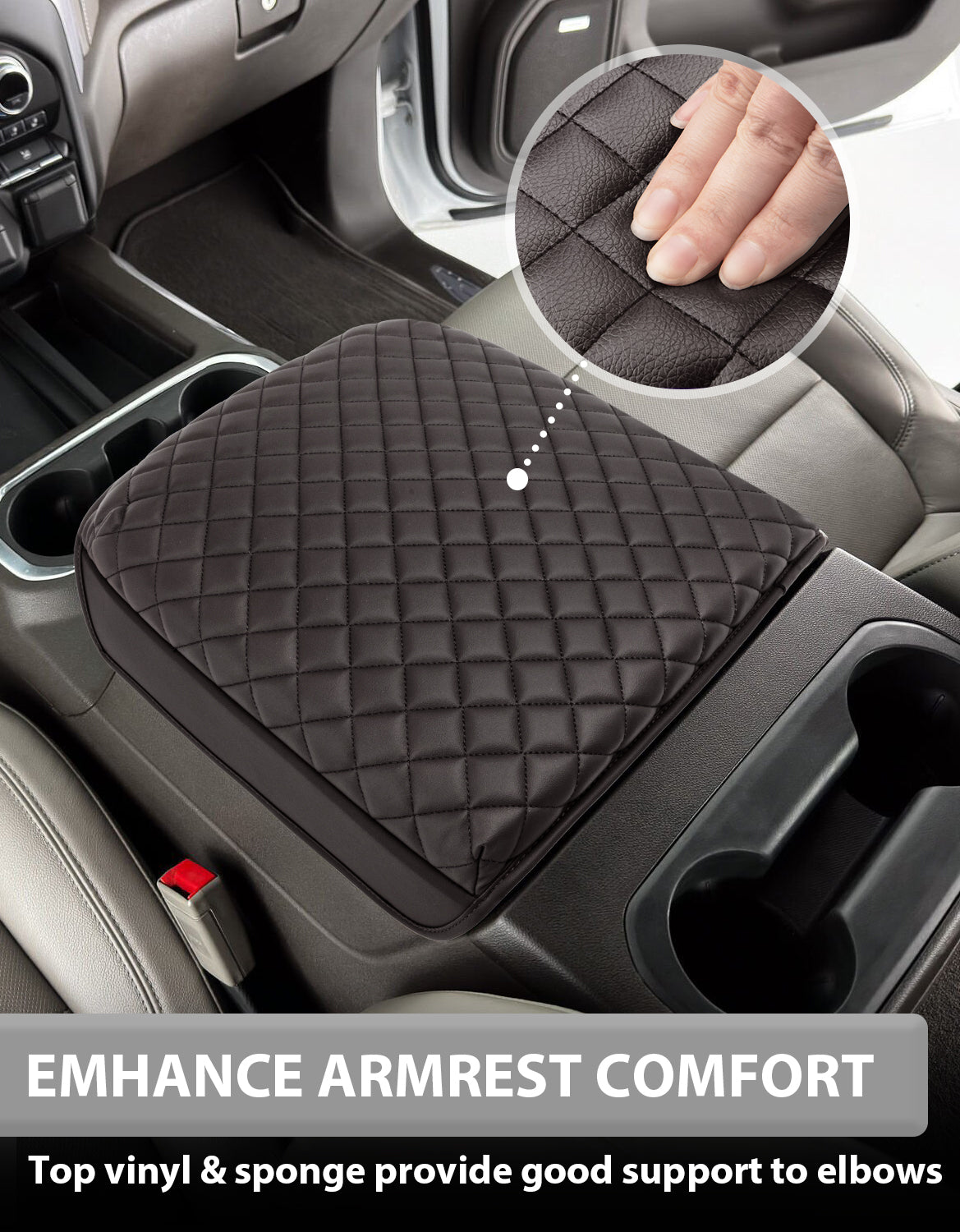Center Console Armrest Cover Pad for Bucket Seat 2019-2026 Chevy Silverado 1500 2500 3500,2019-2026 GMC Sierra 1500 2500 3500,2021-2026 Tahoe/Suburban/Yukon