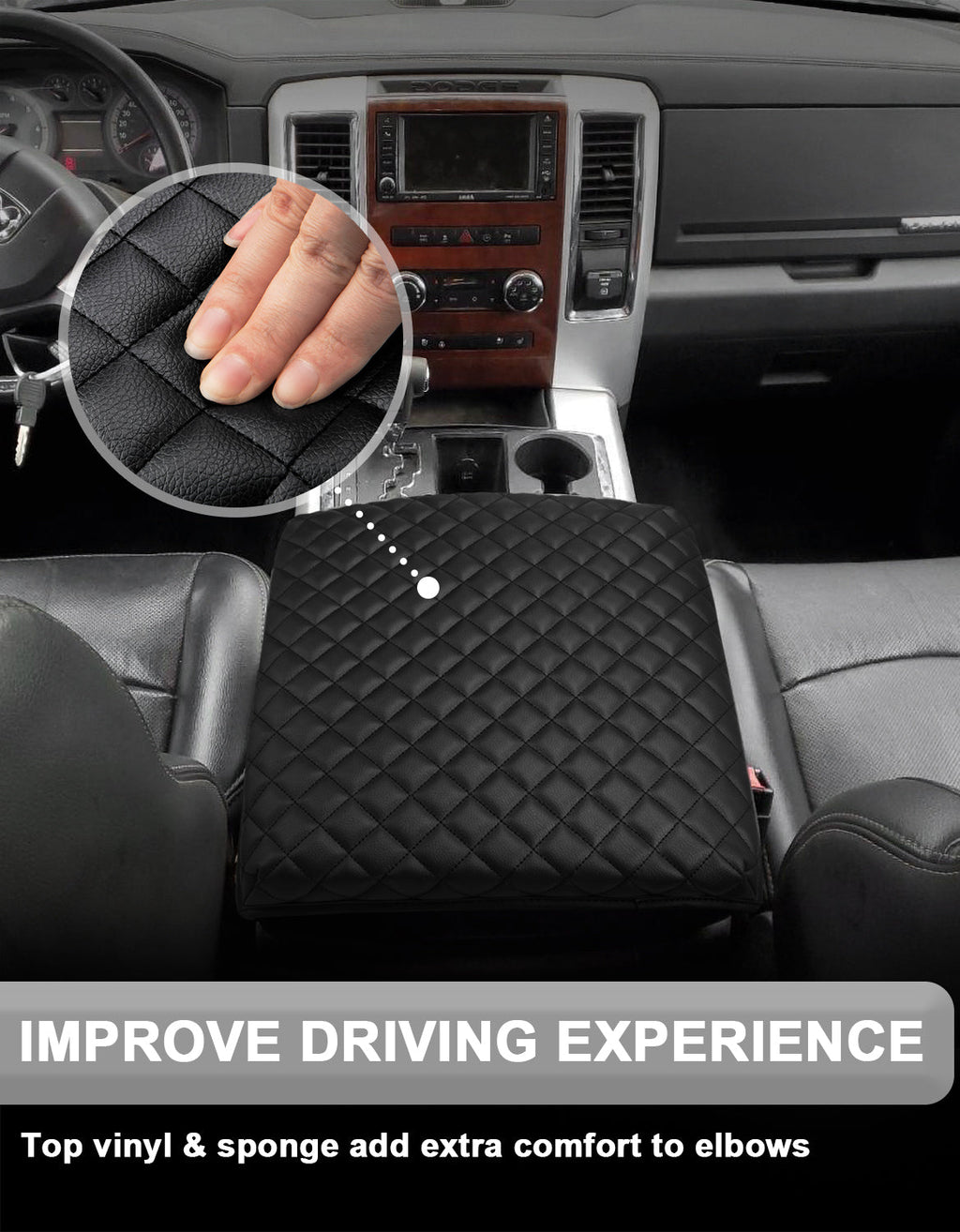 Center Console Armrest Cover Protector for Bucket Seat 2009-2018 Dodge RAM 1500 2500 3500