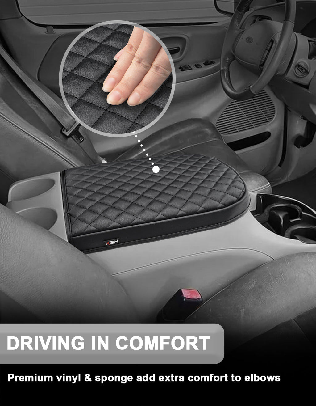 Center Console Armrest Cover Pad for Bucket Seat 2001-2003 F150 Crew Cab Lariat / XLT / King Ranch