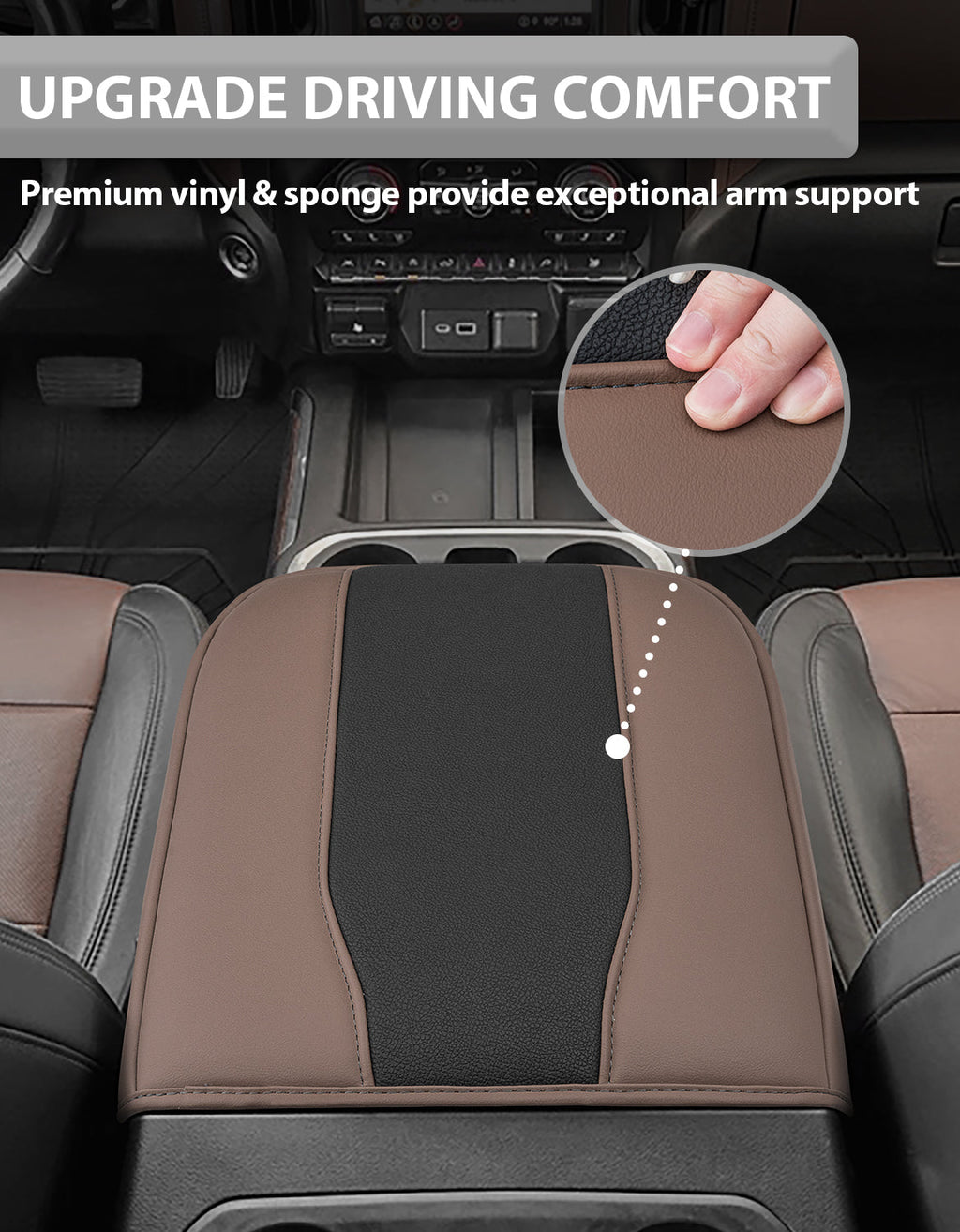 Thick Version Center Console Cushion Cover for  Bucket Seat 2019-2026 GMC Sierra 1500 2500 3500,2019-2026 Chevy Silverado 1500 2500 3500, 2021-2026 Tahoe/Suburban/Yukon