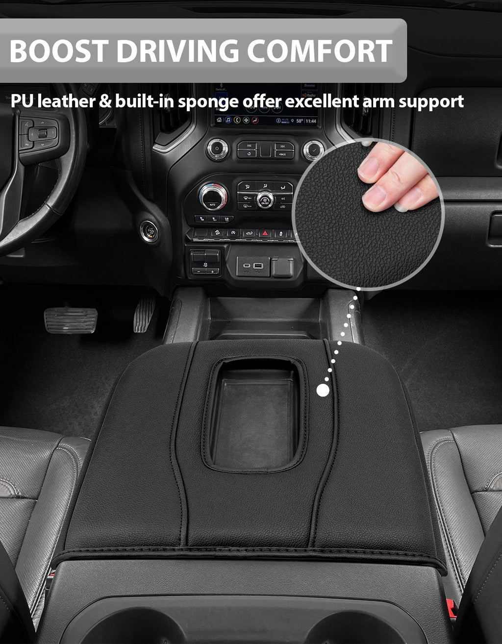 Thick Version Center Console Cushion Cover for Bucket Seat 2019-2026 GMC Sierra 1500 2500 3500,2019-2026 Chevy Silverado 1500 2500 3500, 2021-2026 Tahoe/Suburban/Yukon