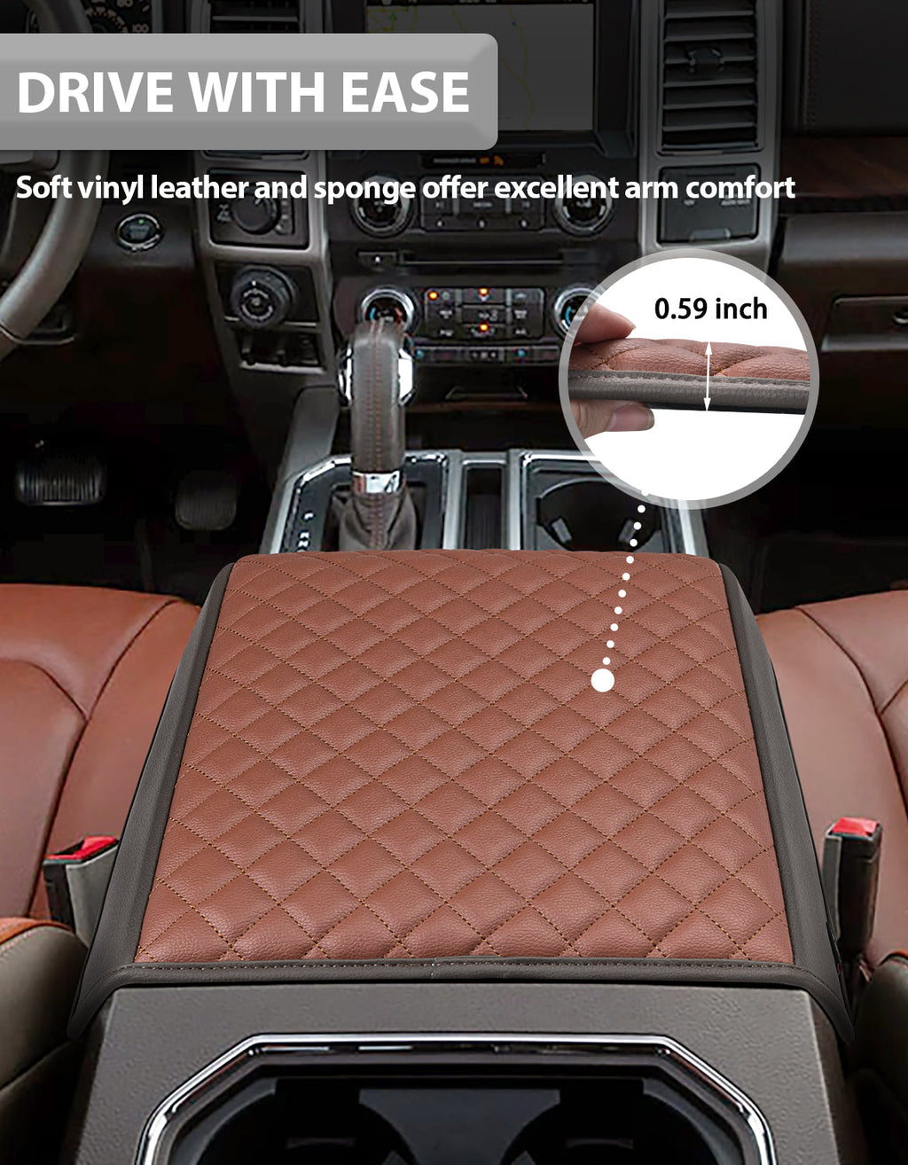 Center Console Armrest Cover Pad for Bucket Seat 2015-2020 Ford F150, 2017-2022 F250 F350 F450 F550 Super Duty, 2018-2024 Ford Expedition