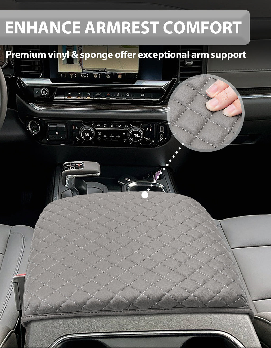 Center Console Armrest Cover Pad for Bucket Seat 2019-2026 Chevy Silverado 1500 2500 3500,2019-2026 GMC Sierra 1500 2500 3500,2021-2026 Tahoe/Suburban/Yukon
