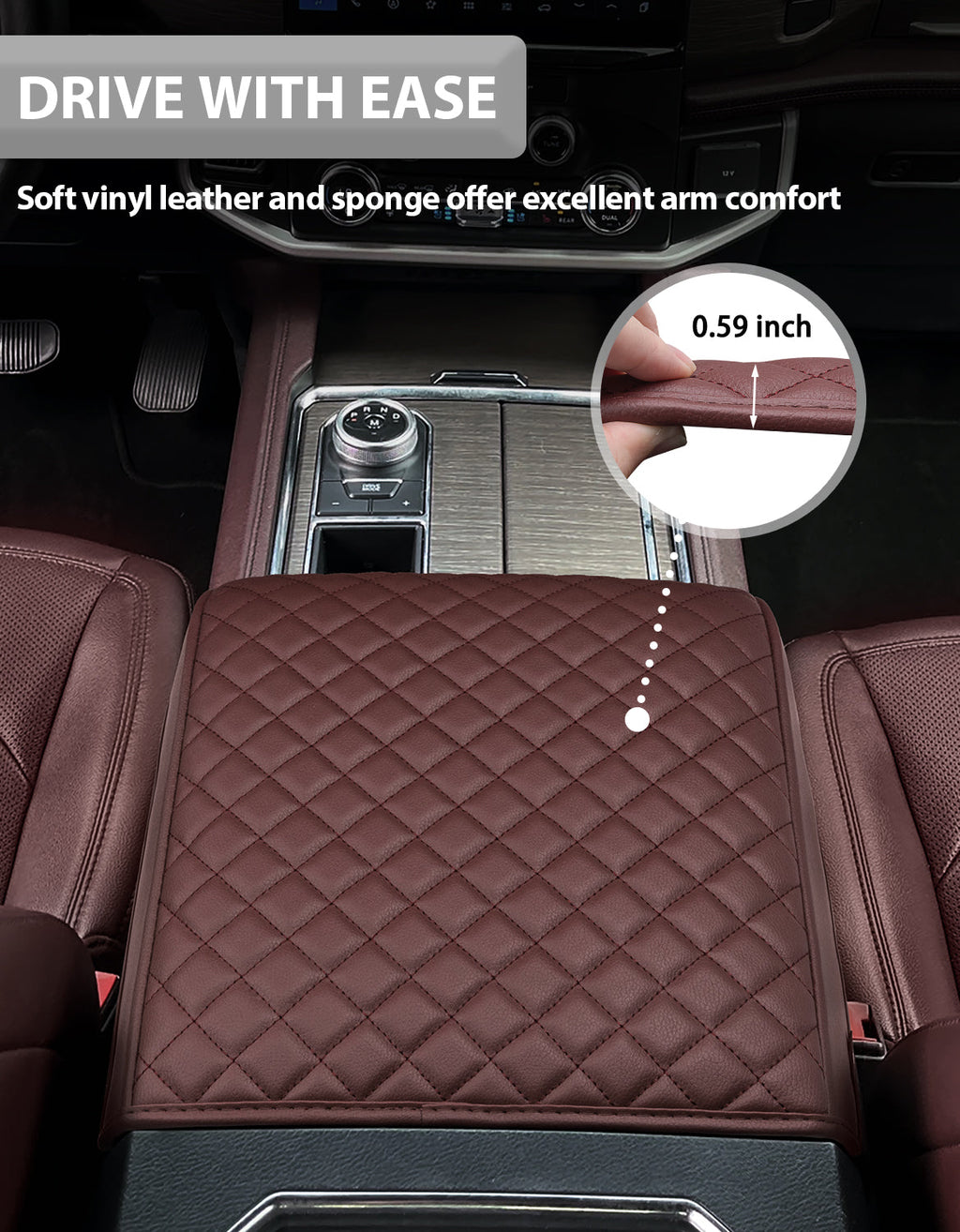 Center Console Armrest Cover Pad for Bucket Seat 2015-2020 Ford F150, 2017-2022 F250 F350 F450 F550 Super Duty, 2018-2024 Ford Expedition