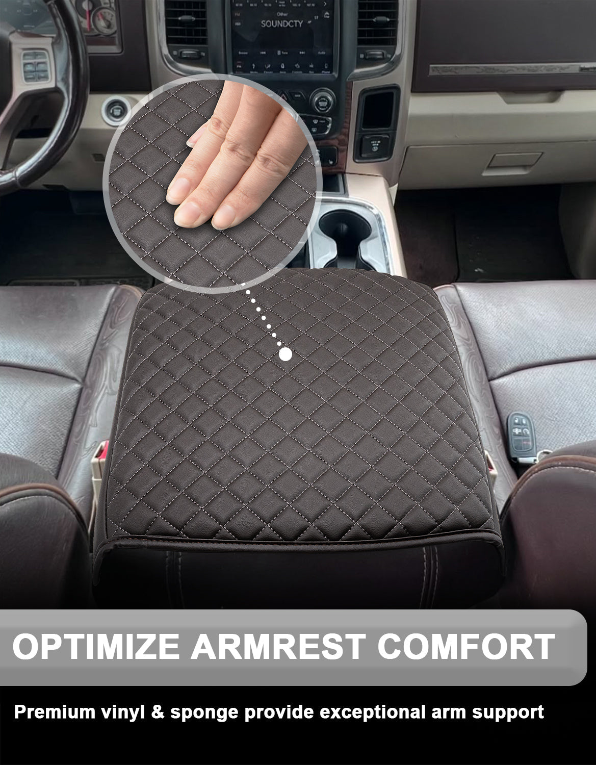 Center Console Armrest Cover Protector for Bucket Seat 2009-2018 Dodge RAM 1500 2500 3500