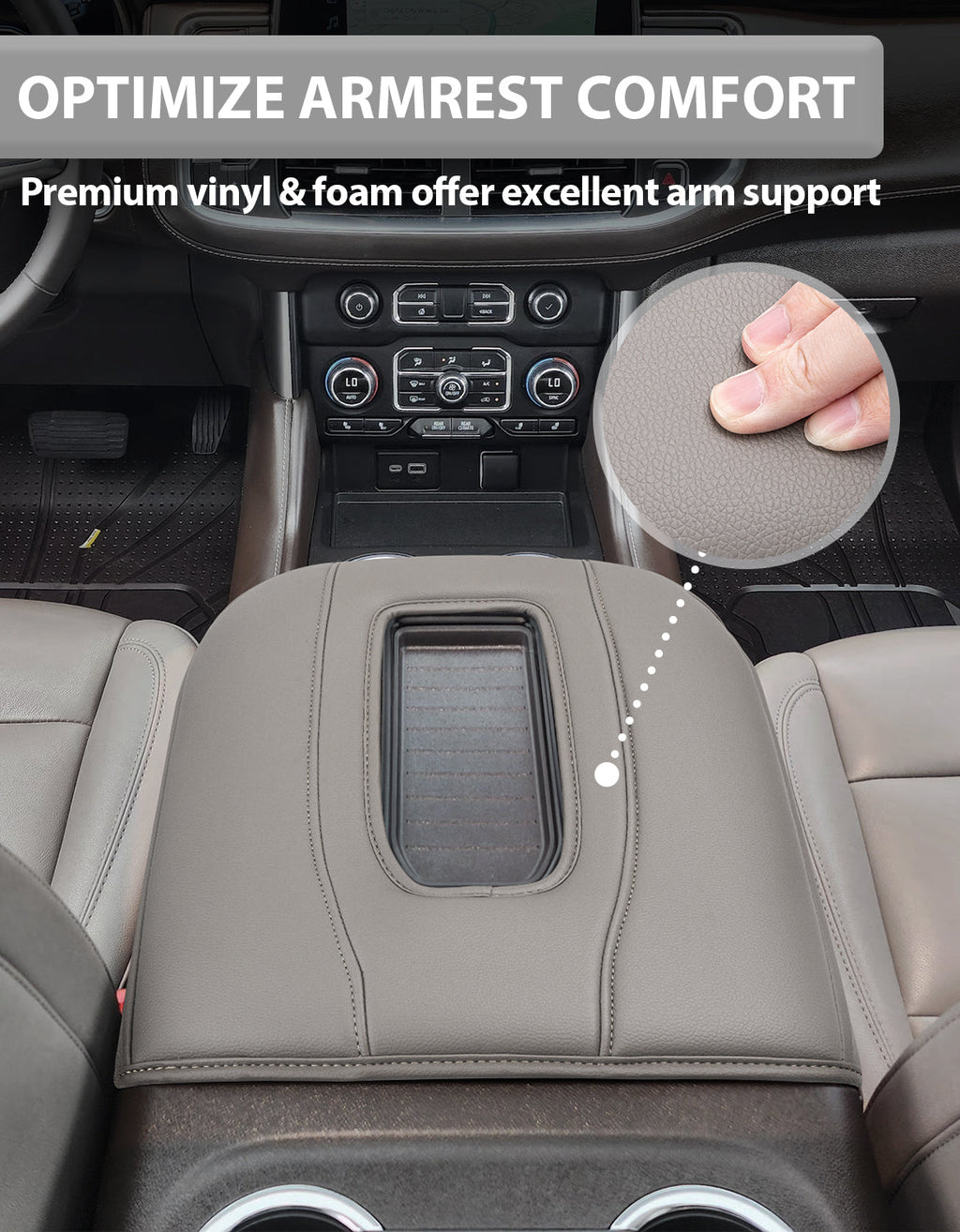 Thick Version Center Console Cushion Cover for Bucket Seat 2019-2026 GMC Sierra 1500 2500 3500,2019-2026 Chevy Silverado 1500 2500 3500, 2021-2026 Tahoe/Suburban/Yukon