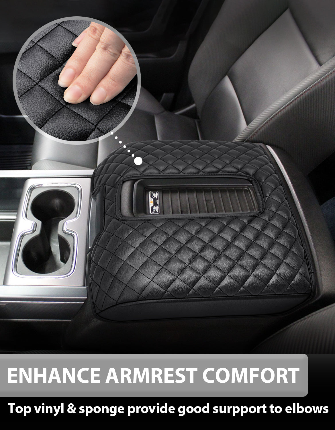 Center Console Armrest Cover Pad for Bucket Seat 2014-2018 Chevy Silverado 1500 2500 3500,2014-2018 GMC Sierra 1500 2500 3500,2015-2020 Tahoe/Yukon/Suburban