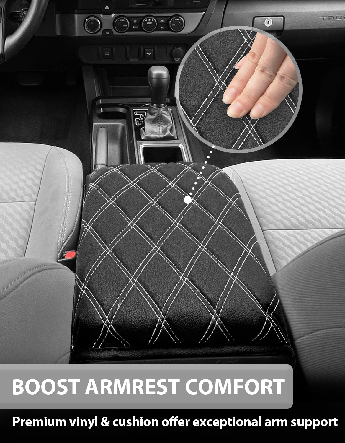 Center Console Armrest Cover Cushion Protector for Toyota Tacoma 2016-2023