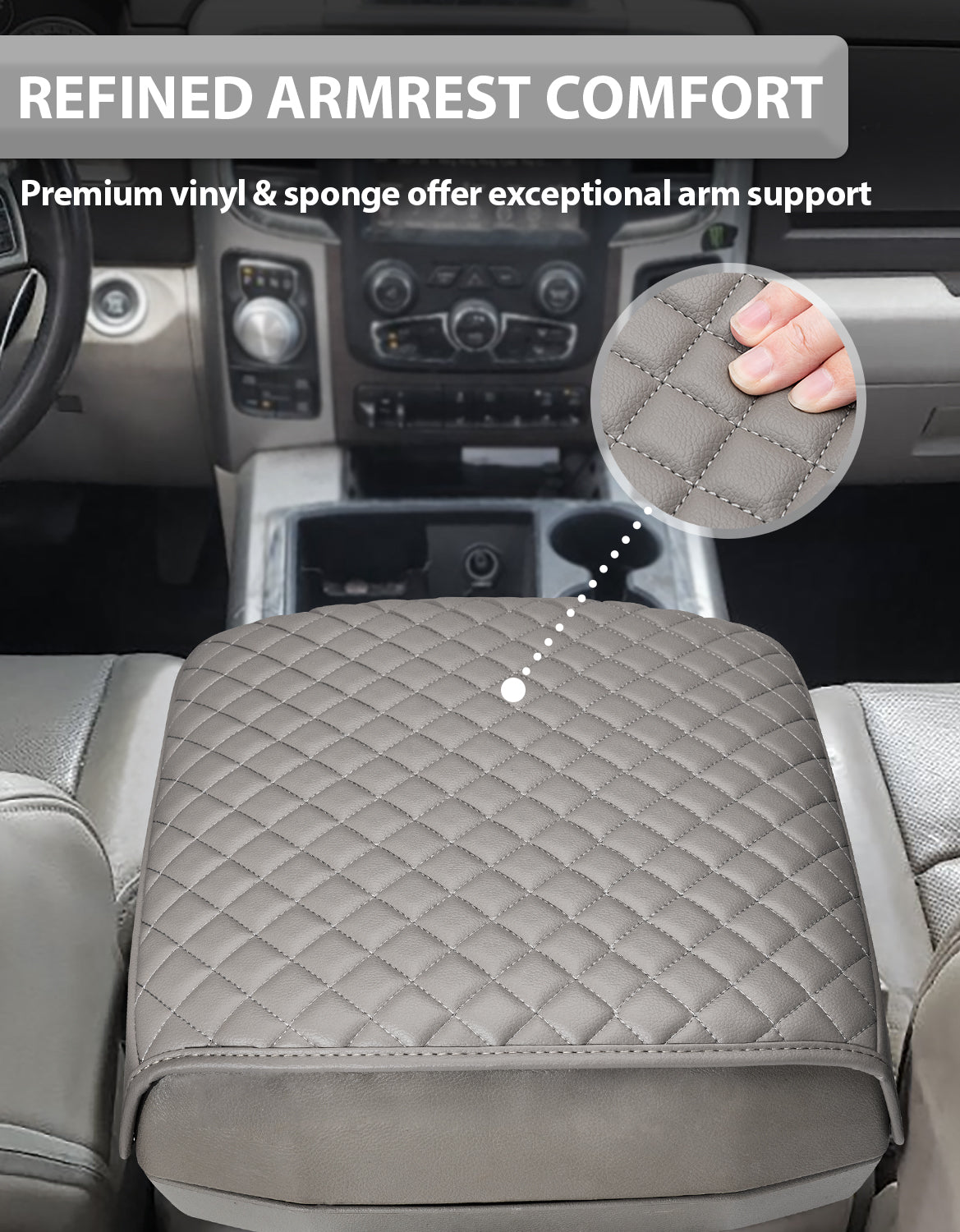 Center Console Armrest Cover Protector for Bucket Seat 2009-2018 Dodge RAM 1500 2500 3500