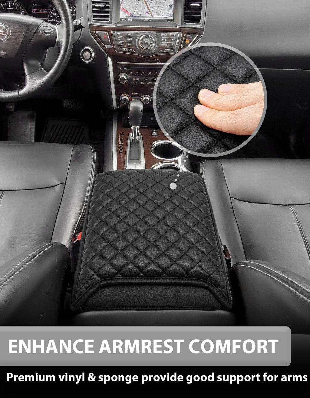 Center Console Armrest Cover Cushion Pad Protector for 2013-2020 Nissan Pathfinder,2013-2020 Infiniti QX60 / JX35