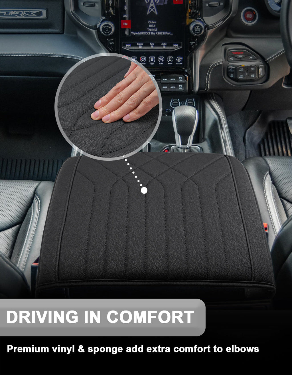 Center Console Armrest Cover for Bucket Seat 2019-2026 Dodge Ram 1500 2500 3500