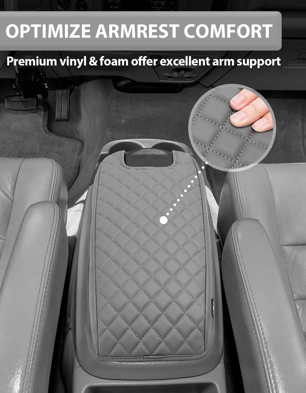 Center Console Armrest Cover for Bucket Seat 1999-2007 Ford F250 F350 F450 F550 Super Duty,2000-2008 Ford F650 Super Duty,1999-2007 Ford Excursion