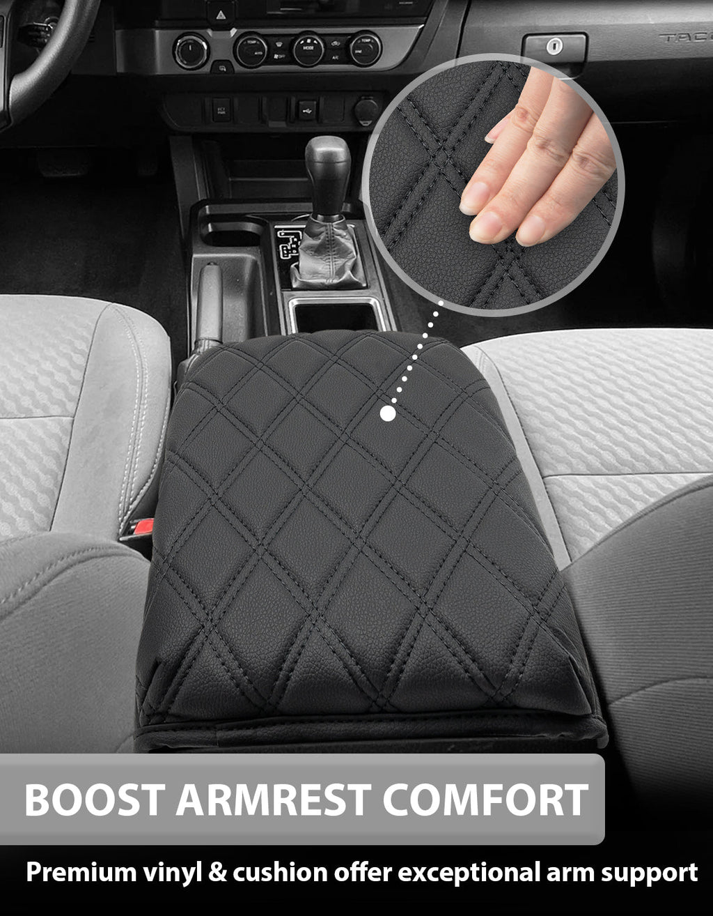 Center Console Armrest Cover Cushion Protector for Toyota Tacoma 2016-2023