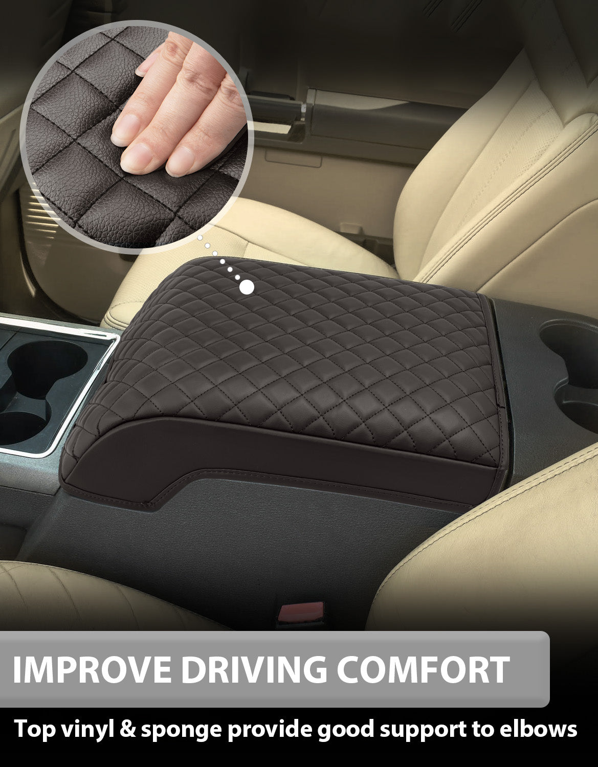 Center Console Cover Pad for Bucket Seat 2011-2016 Ford F250 F350 F450 F550 Super Duty