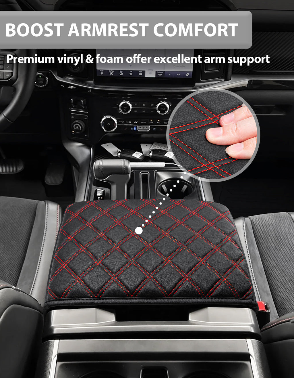 Center Work Surface Armrest Cushion for 2021-2026 Ford F150, 2022-2026 F150 Lightning