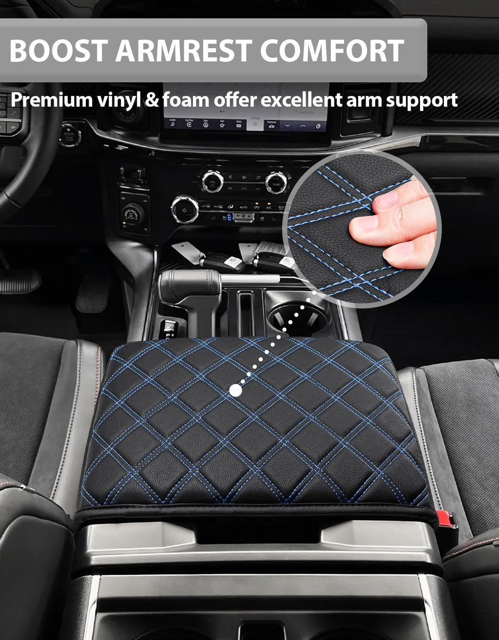 Center Work Surface Armrest Cushion for 2021-2026 Ford F150, 2022-2026 F150 Lightning