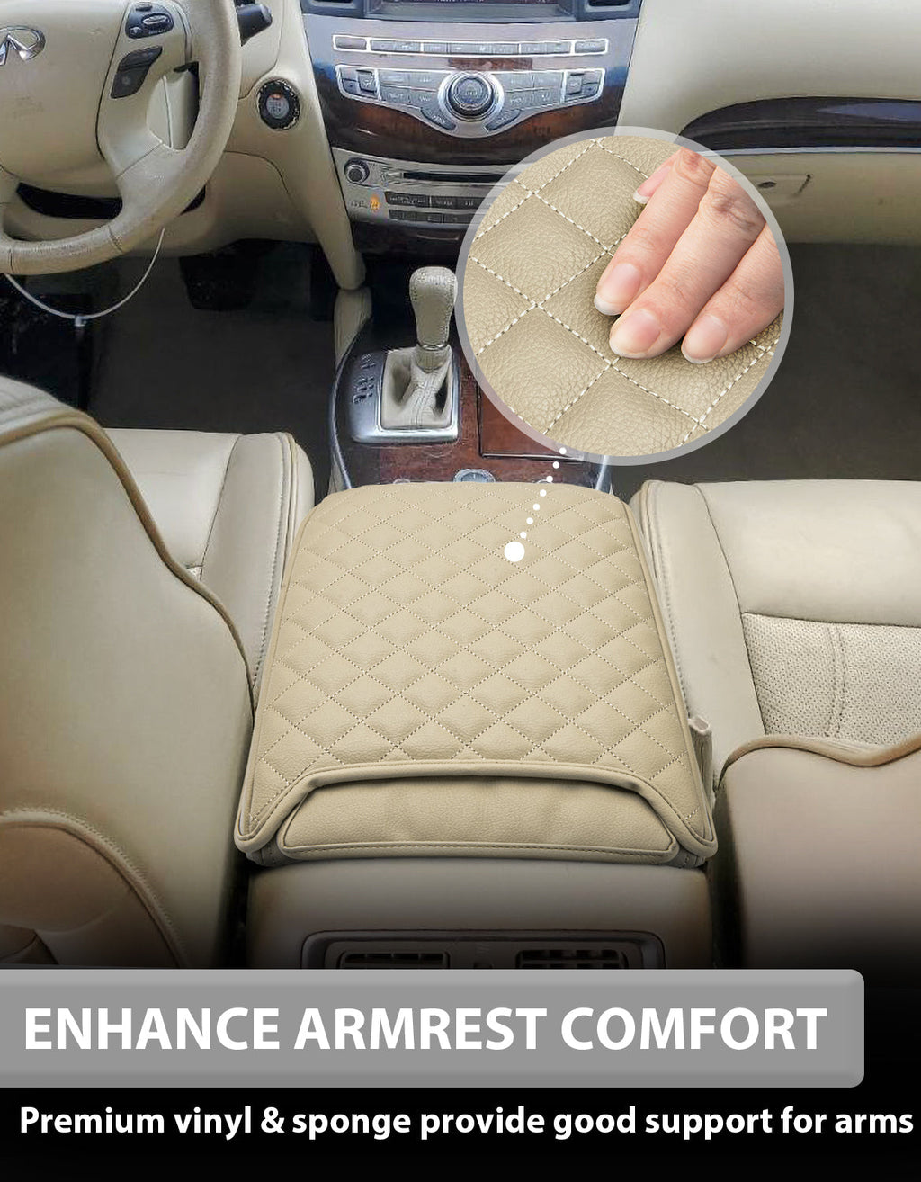 Center Console Armrest Cover Cushion Pad Protector for 2013-2020 Nissan Pathfinder,2013-2020 Infiniti QX60 / JX35