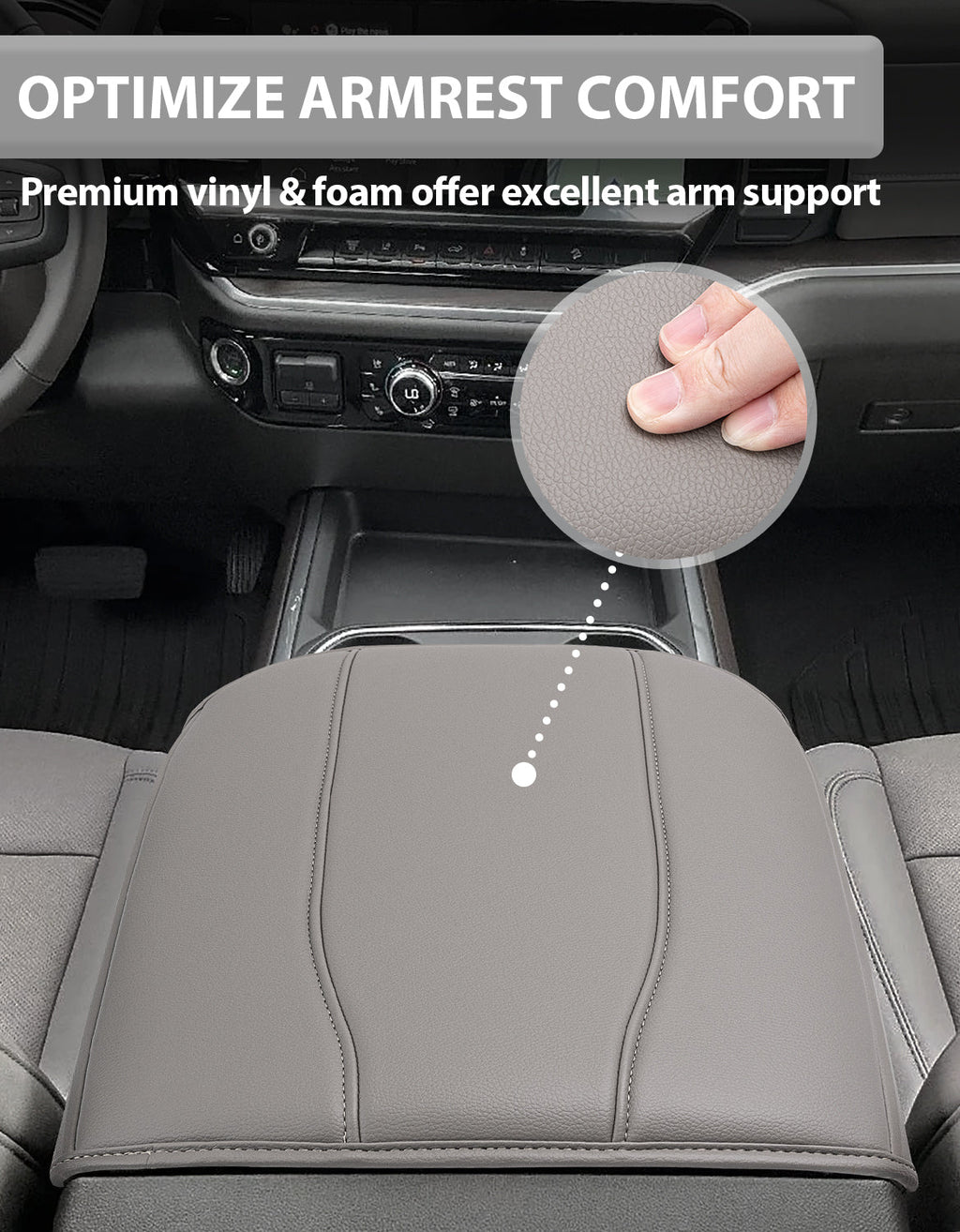 Thick Version Center Console Cushion Cover for  Bucket Seat 2019-2026 GMC Sierra 1500 2500 3500,2019-2026 Chevy Silverado 1500 2500 3500, 2021-2026 Tahoe/Suburban/Yukon