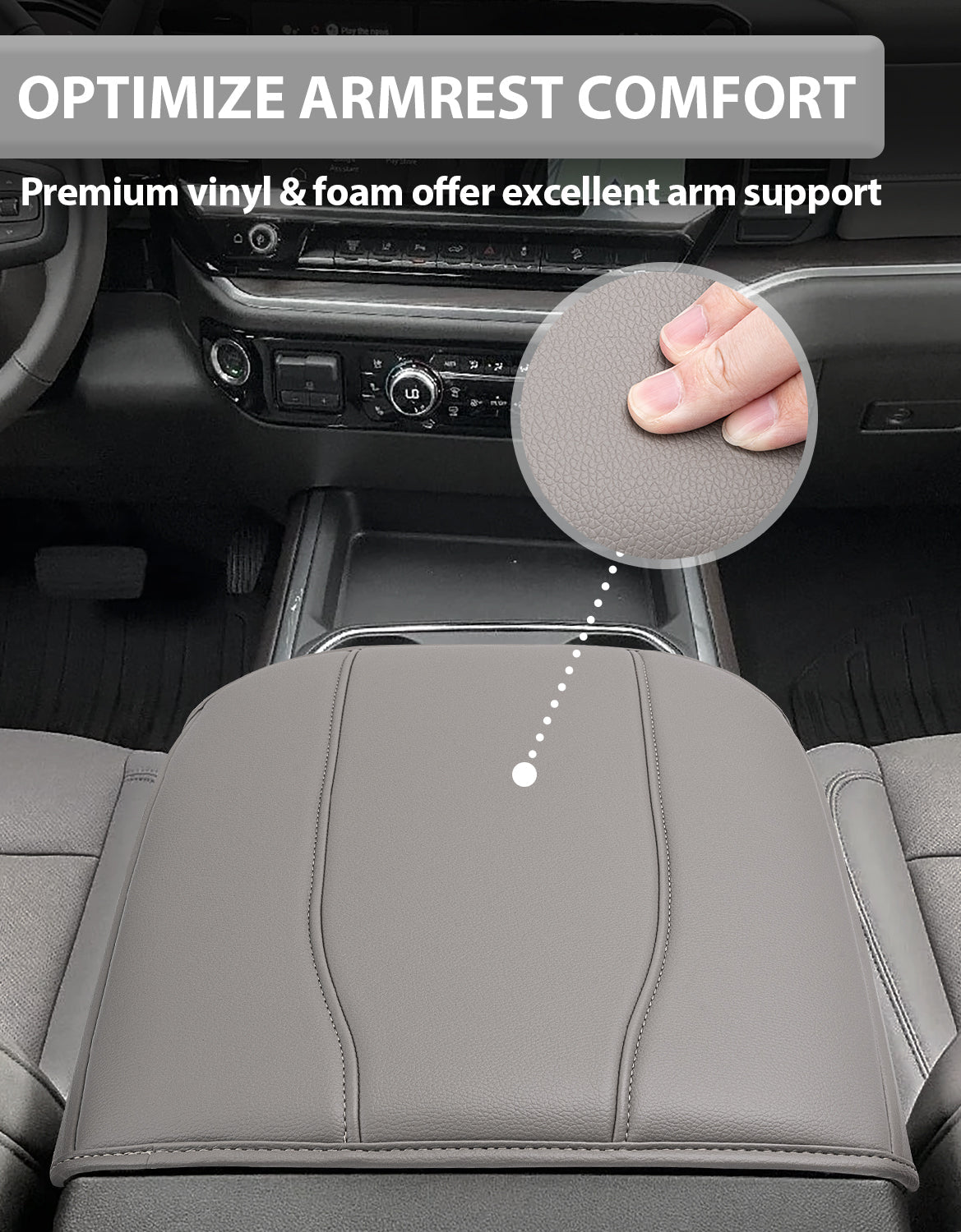 Thick Version Center Console Cushion Cover for  Bucket Seat 2019-2026 GMC Sierra 1500 2500 3500,2019-2026 Chevy Silverado 1500 2500 3500, 2021-2026 Tahoe/Suburban/Yukon