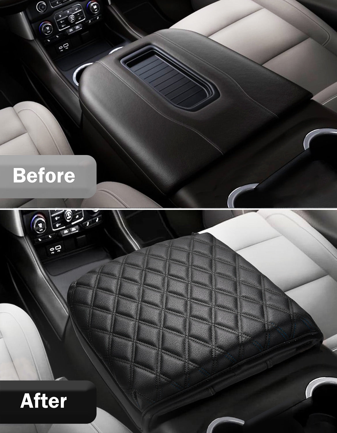 Center Console Armrest Cover Pad for Bucket Seat 2019-2026 Chevy Silverado 1500 2500 3500,2019-2026 GMC Sierra 1500 2500 3500,2021-2026 Tahoe/Suburban/Yukon