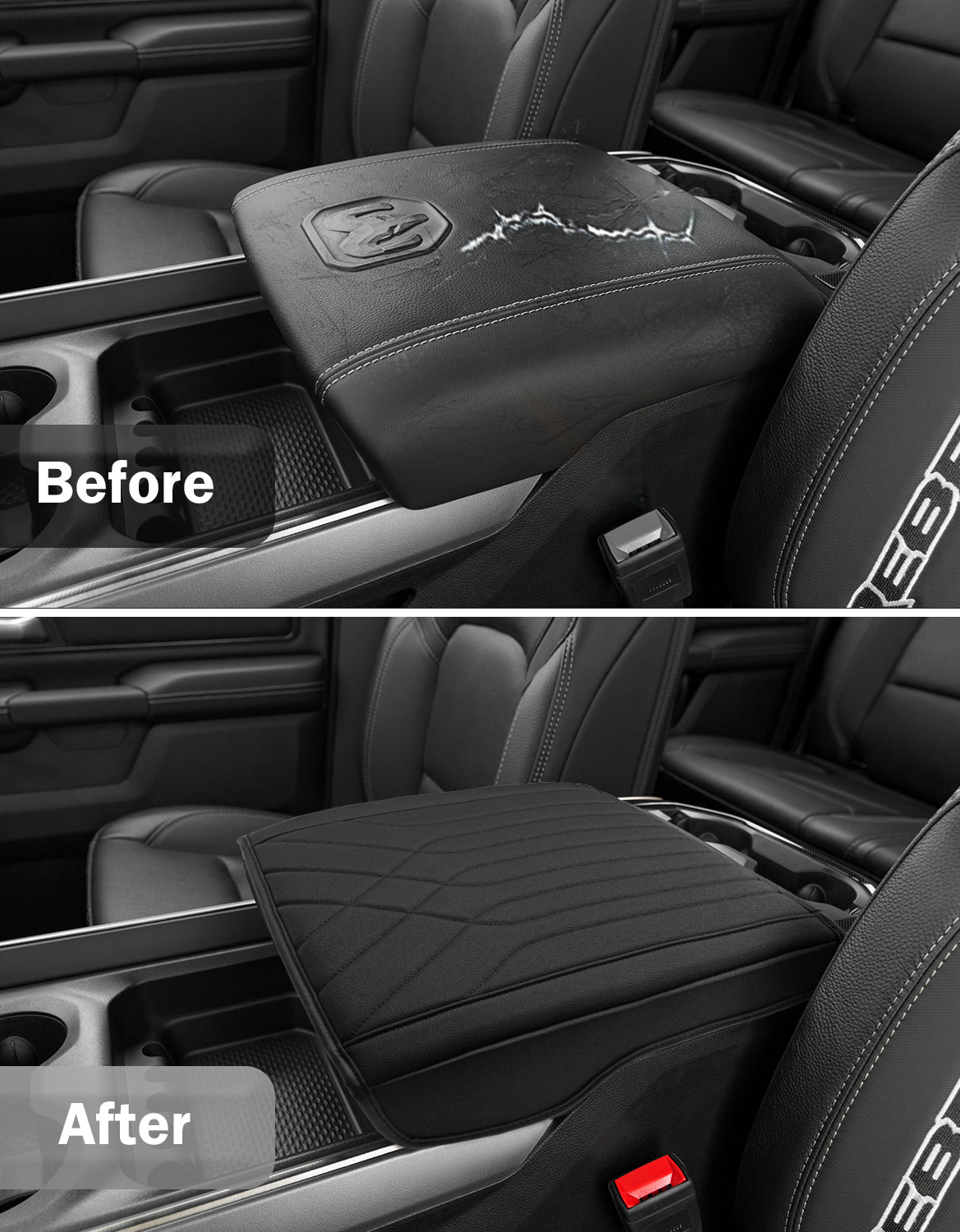 Center Console Armrest Cover for Bucket Seat 2019-2026 Dodge Ram 1500 2500 3500