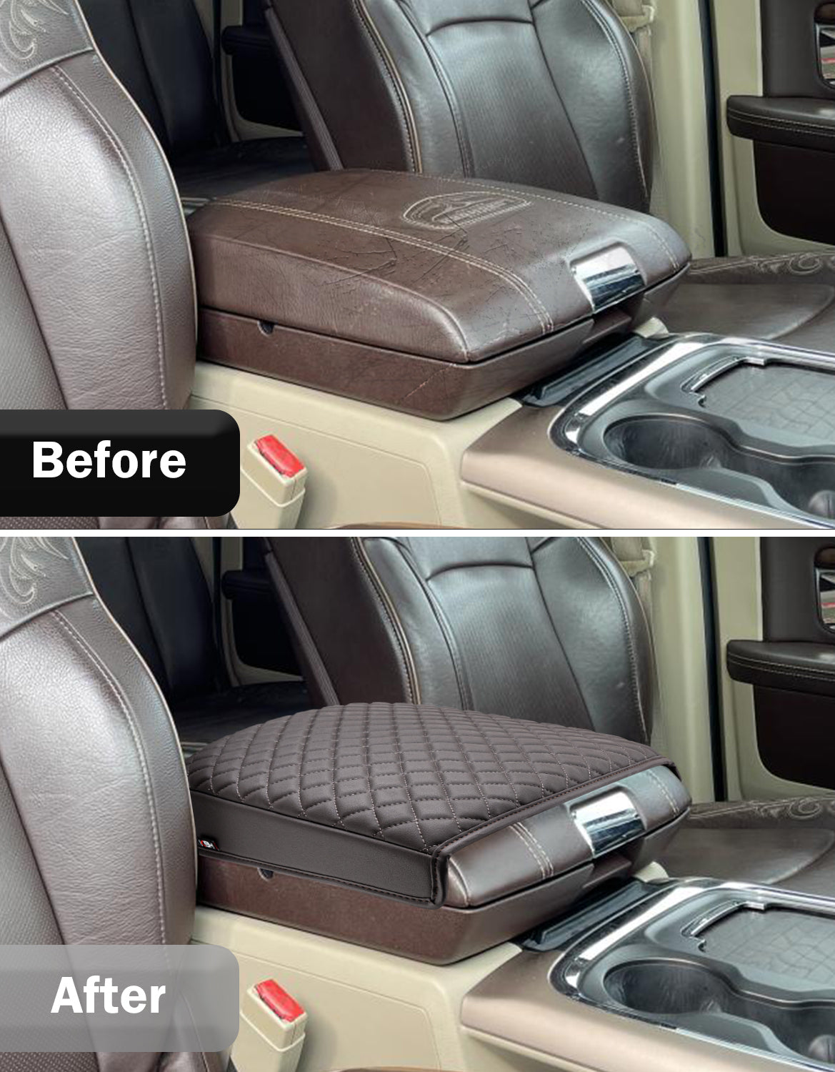 Center Console Armrest Cover Protector for Bucket Seat 2009-2018 Dodge RAM 1500 2500 3500