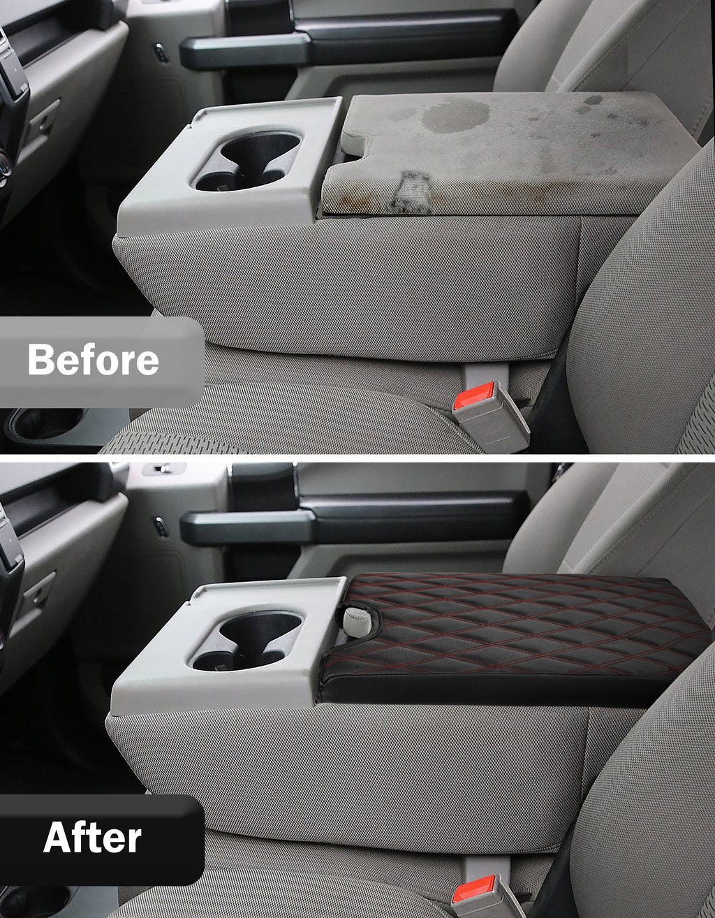 Center Console Armrest PU Leather Cover for Jump Seat 2015-2025 Ford F150 , 2017-2025 Ford F250 F350 F450 F550 Super Duty