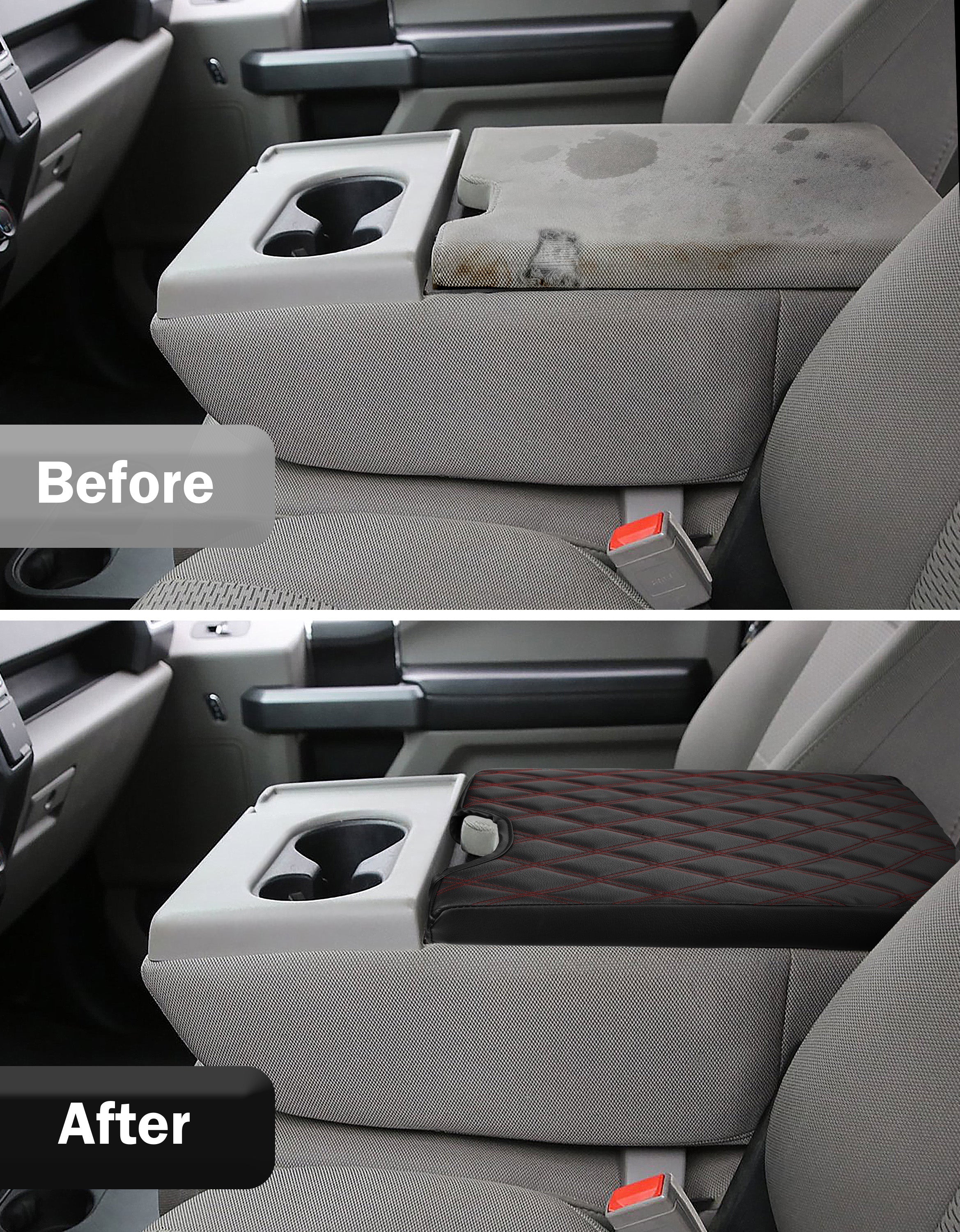 Center Console Armrest PU Leather Cover for Jump Seat 2015-2025 Ford F150 , 2017-2025 Ford F250 F350 F450 F550 Super Duty