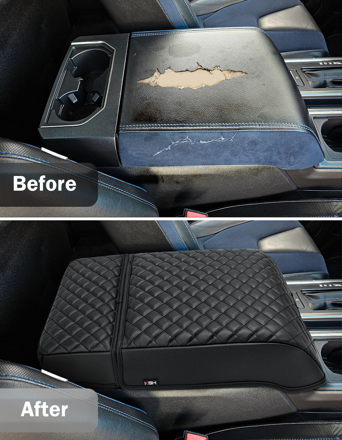 Center Console Armrest Cover Pad for Bucket Seat 2015-2020 Ford F150, 2017-2022 F250 F350 F450 F550 Super Duty, 2018-2024 Ford Expedition