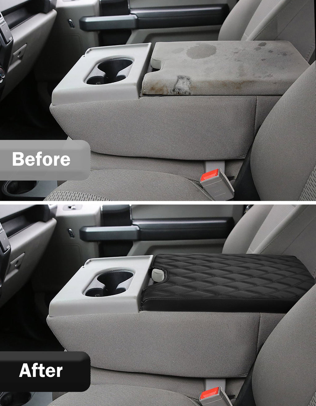 Center Console Armrest PU Leather Cover for Jump Seat 2015-2025 Ford F150 , 2017-2025 Ford F250 F350 F450 F550 Super Duty