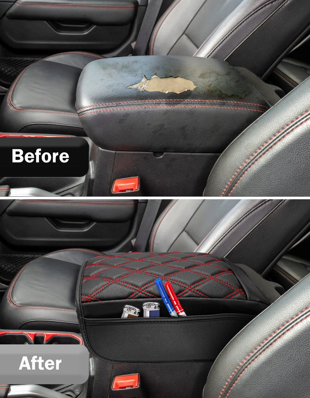 Center Console Armrest Cover for 2018-2025 Jeep Wrangler JL with Side Pockets